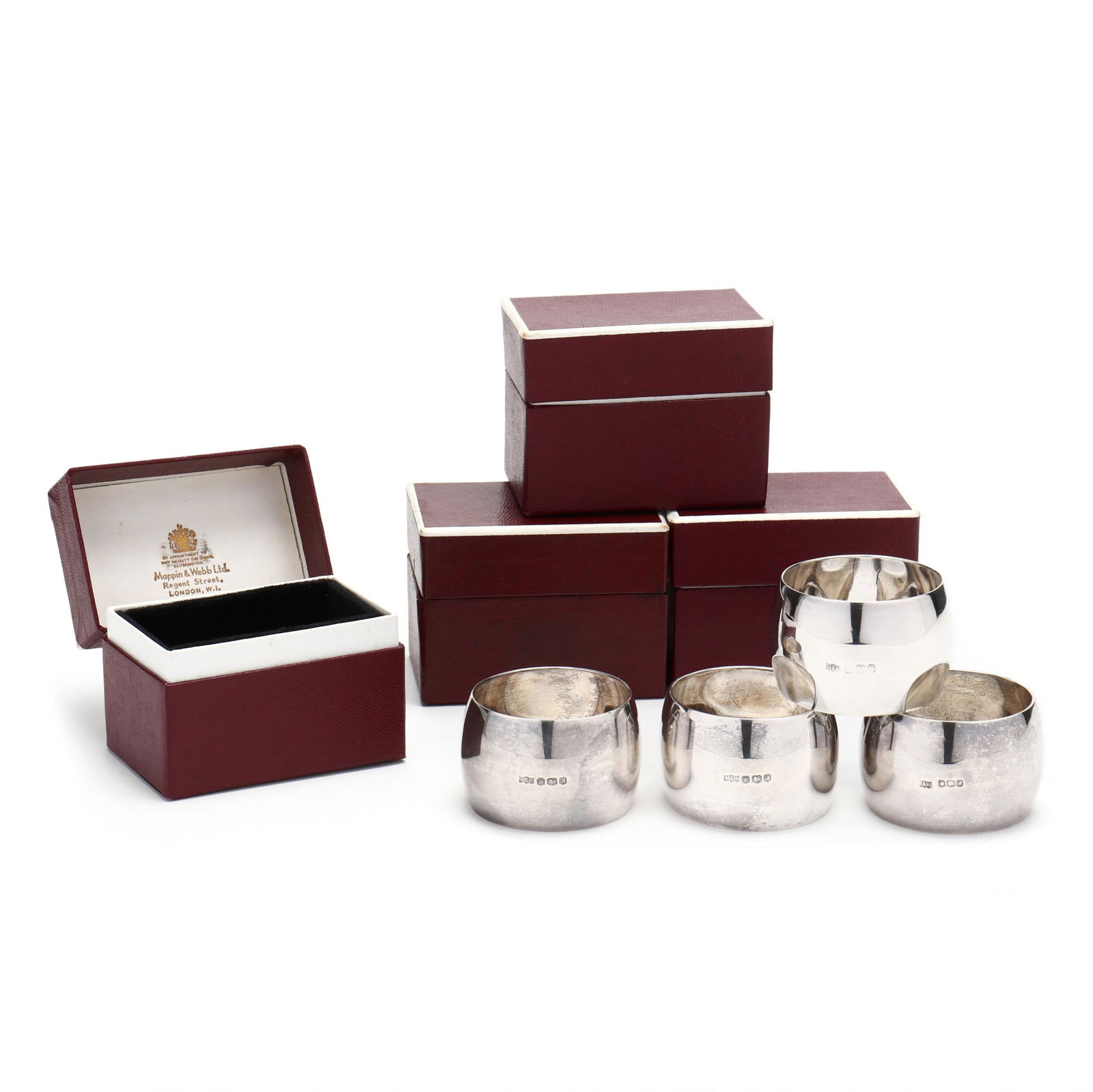 Four Elizabeth II Silver Napkin Rings by Mappin & Webb (1 of 5)