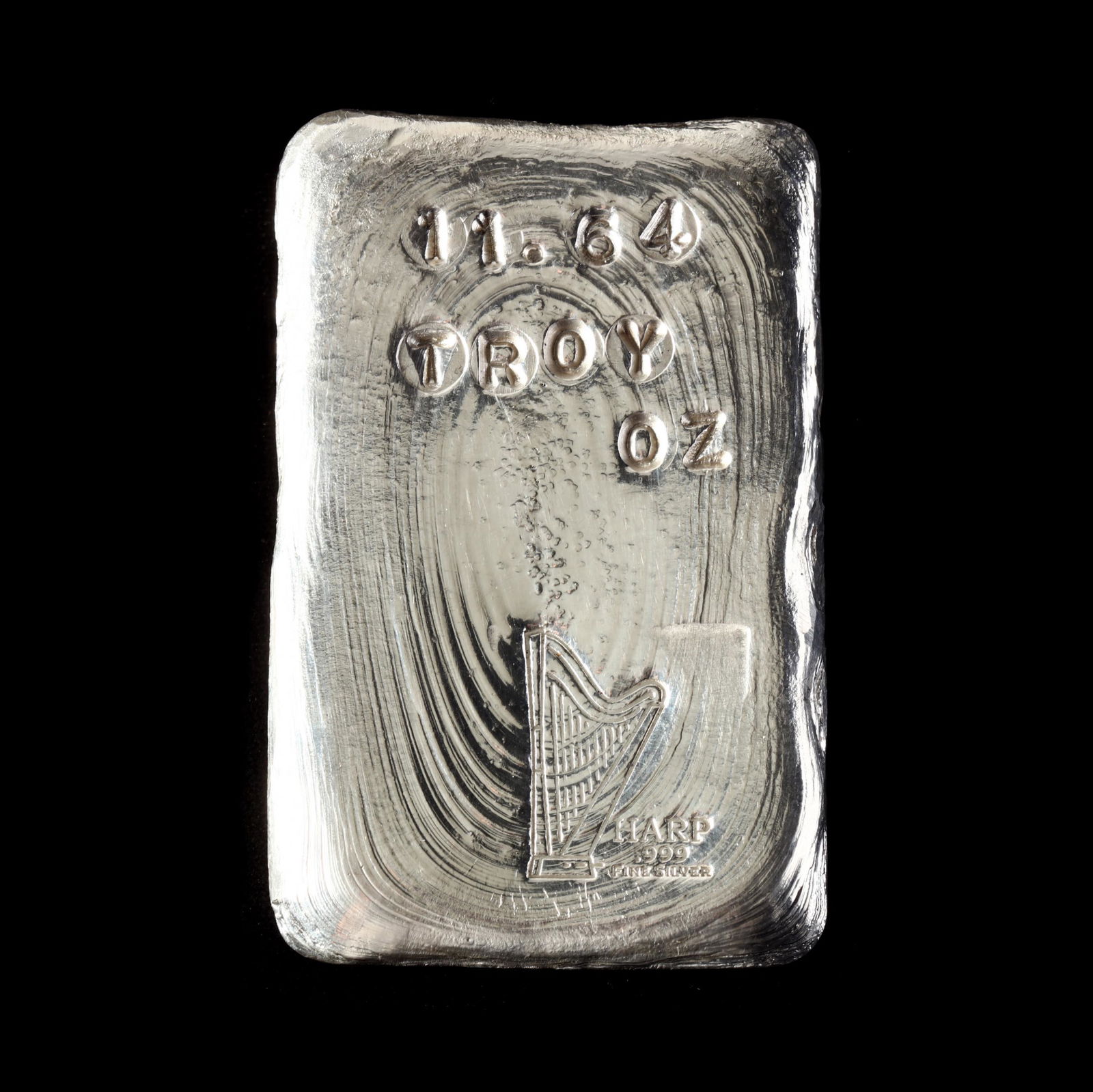 Poured Silver Bar Stamped "11.64 TROY OZ" (1 of 2)