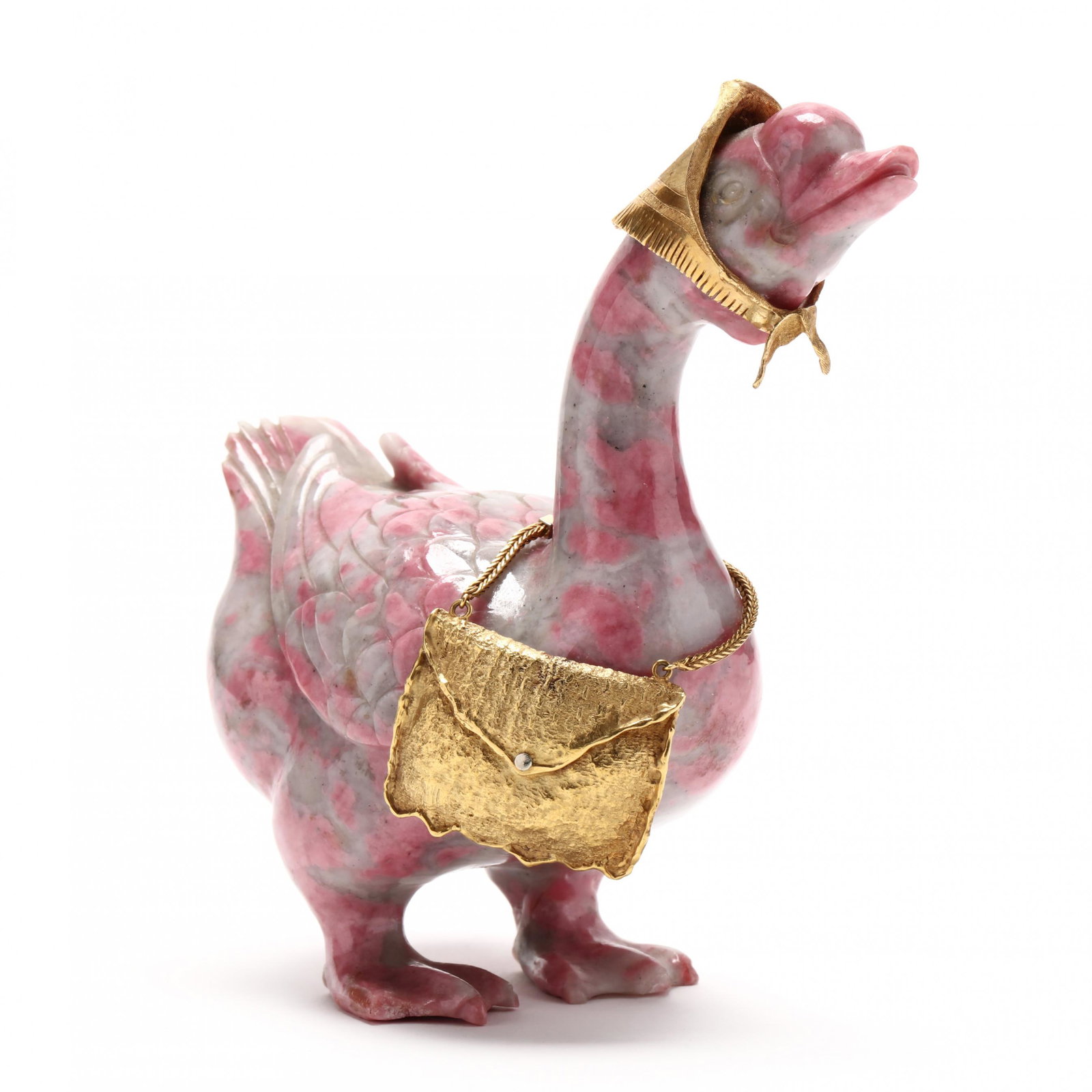 Faberge Style Hardstone and 18KT Gold Mother Goose (1 of 6)