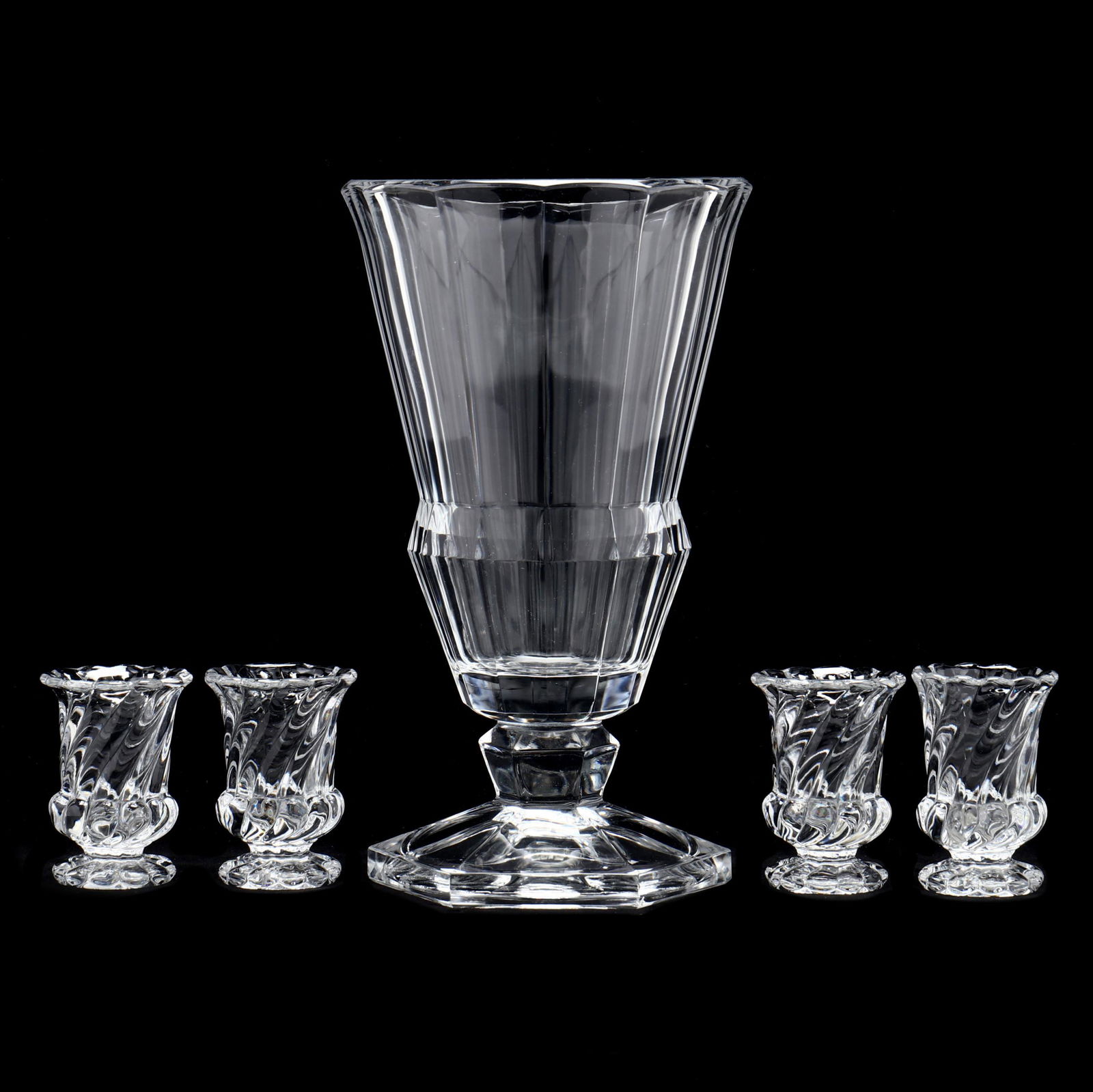 Val St. Lambert Vase and Four Baccarat Crystal Urns (1 of 7)