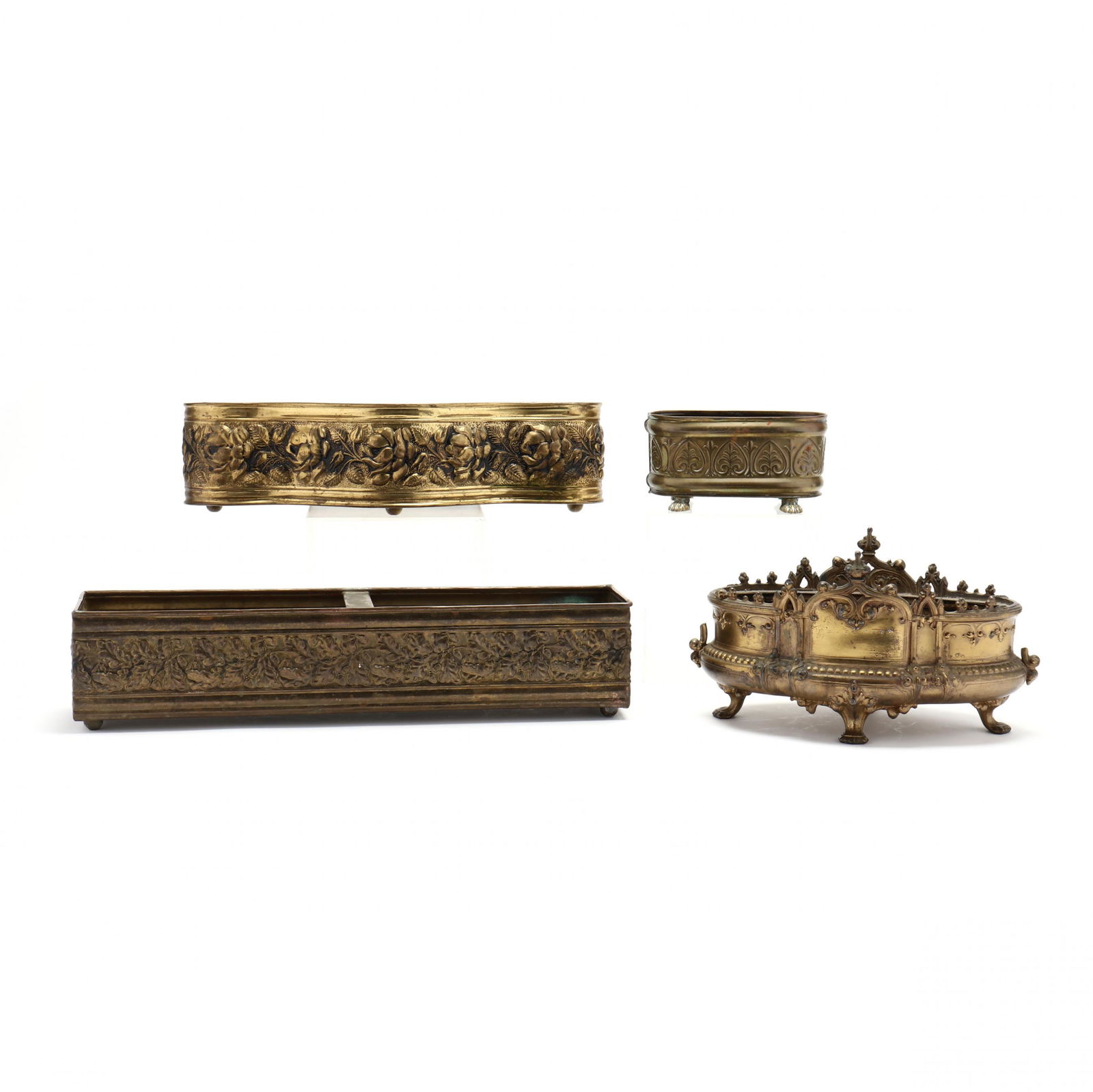 Four Vintage Brass Planters (1 of 4)