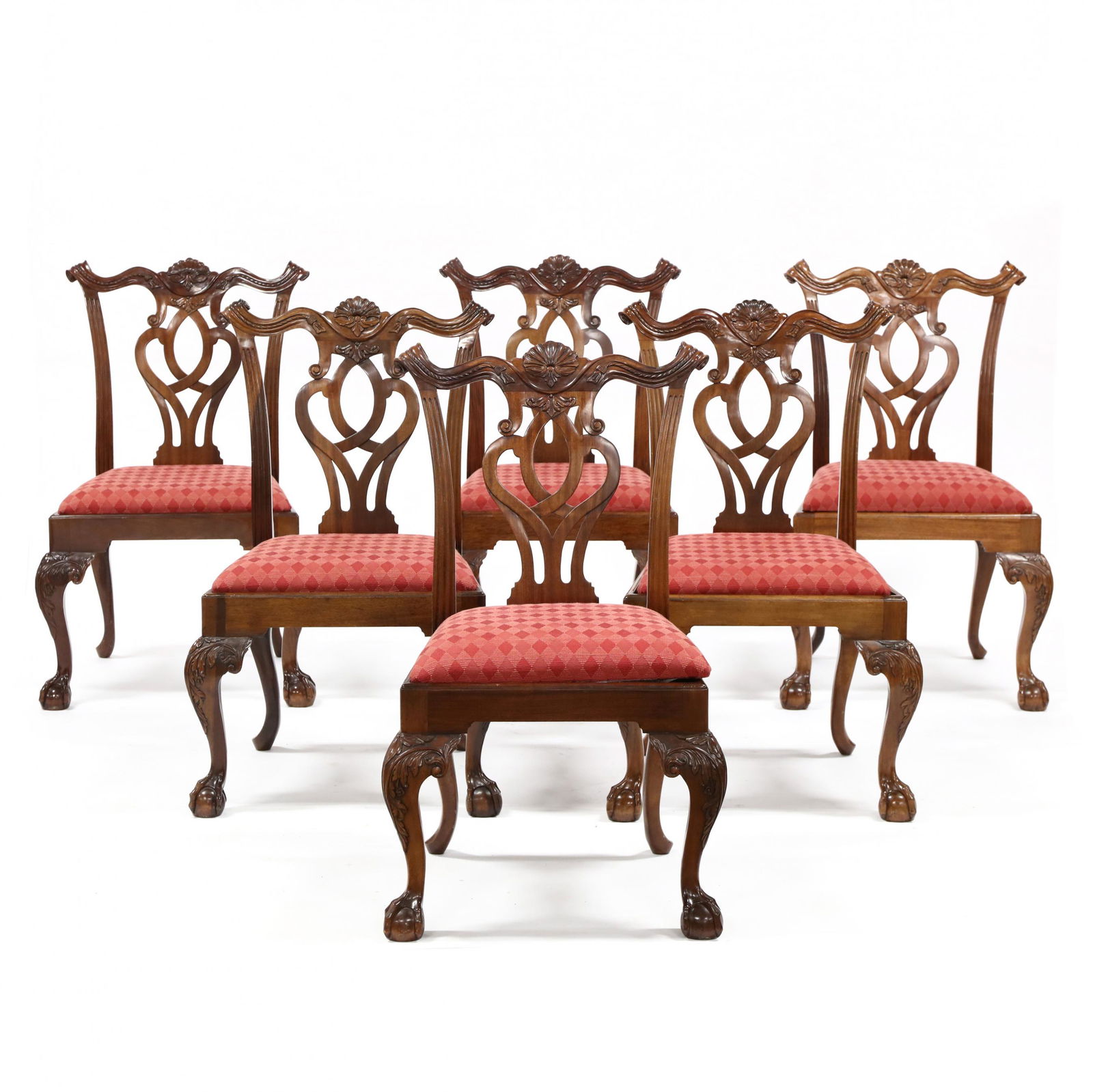 Set of Six Chippendale Style Carved Mahogany Dining (1 of 7)
