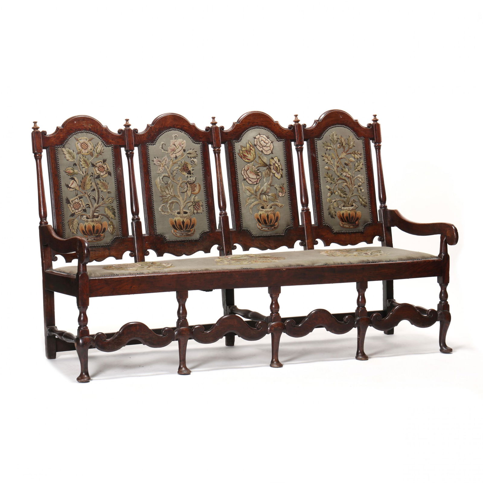 English Queen Anne Oak Quadruple Back Settee (1 of 9)