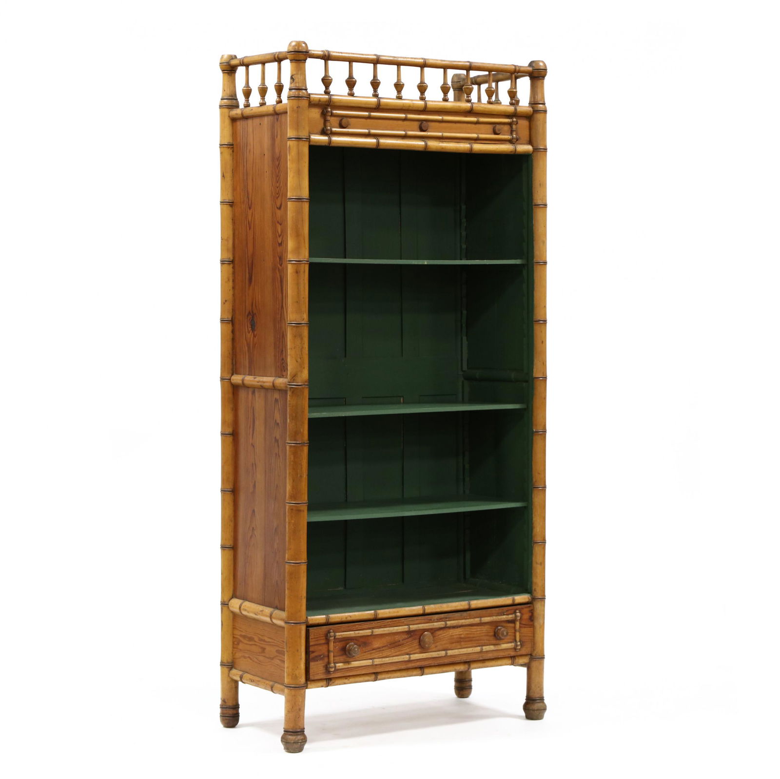 Antique English Faux Bamboo Open Bookshelf (1 of 4)