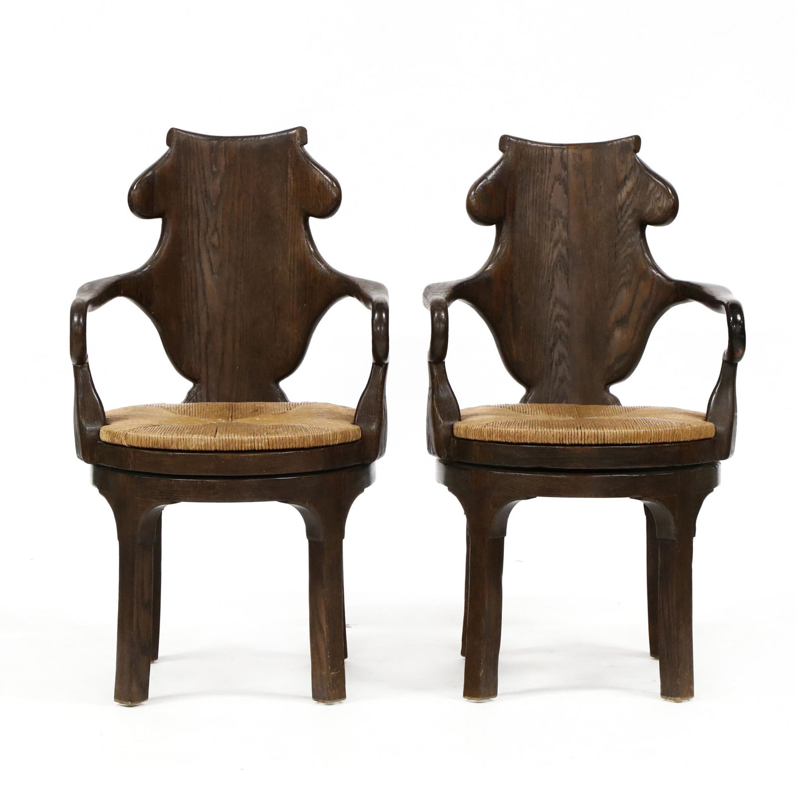 Pair of English Pub Style Swivel Armchairs (1 of 4)