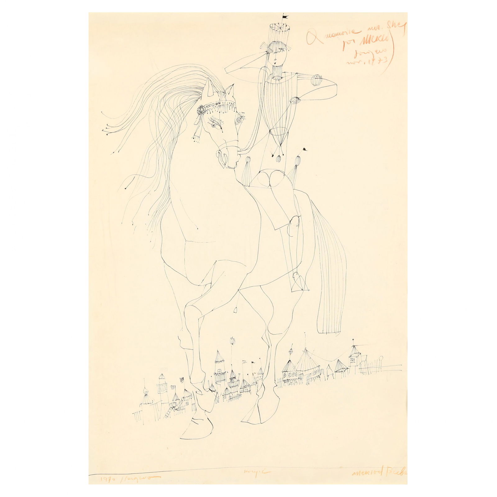 Mersad Berber (Bosnian, 1940-2012), Ink Drawing of a (1 of 7)