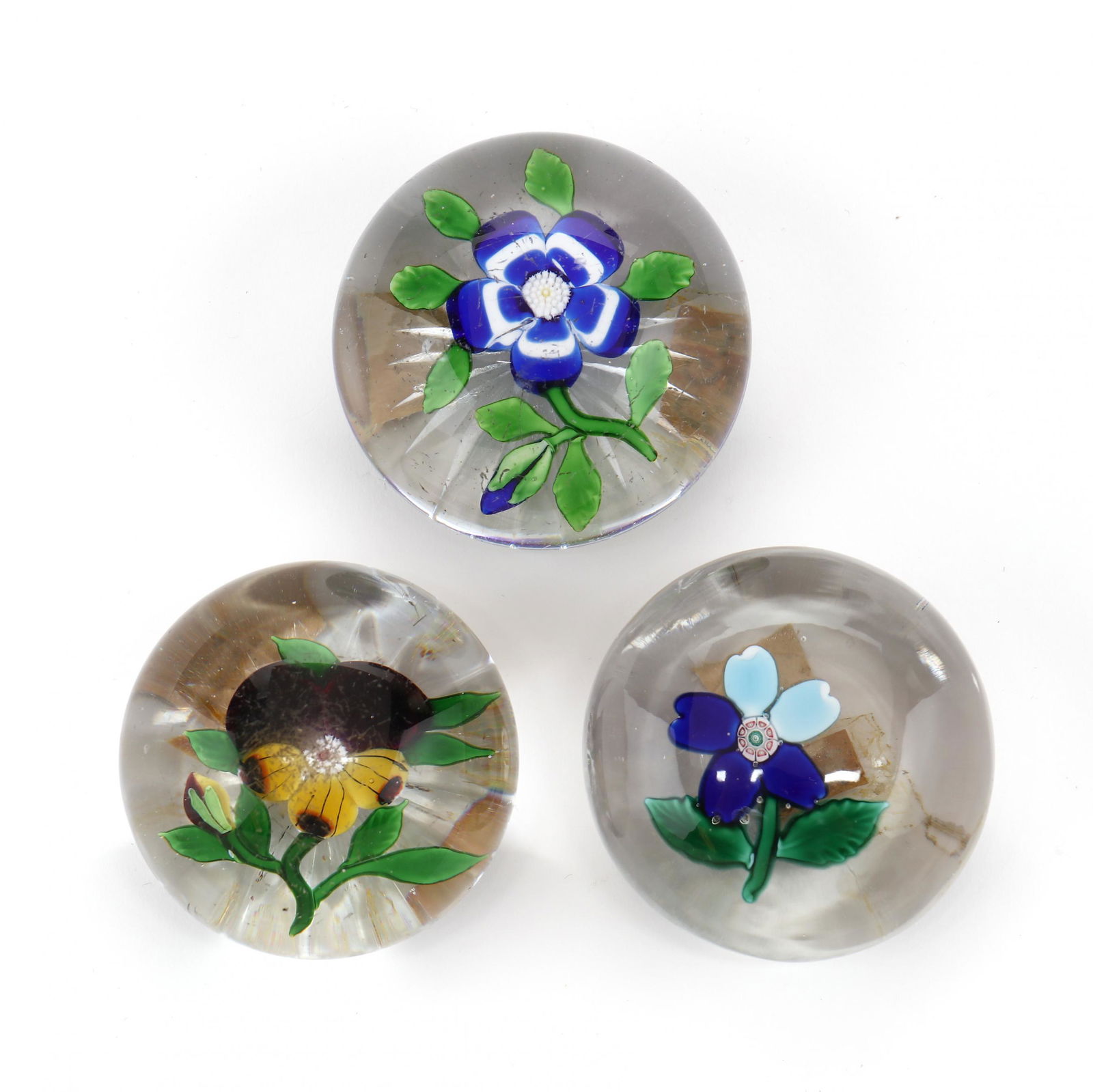 attributed to Baccarat, Three Antique Floral Glass (1 of 10)
