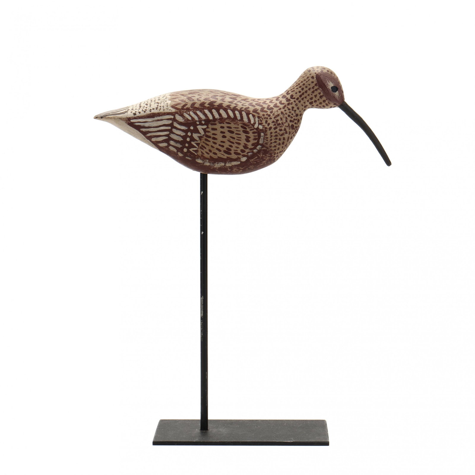 Anonymous Long Island Curlew: Anonymous Long Island Curlew circa 1950s, made with fanciful paint decoration by a maker influenced by William Henry Bennett. Length 12.5 in. Additional high-resolution photos are available at www.lel