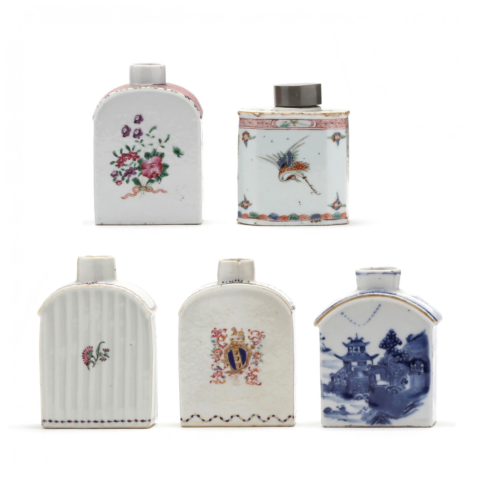 A Group of Five Chinese Export Porcelain Tea Caddies (1 of 9)