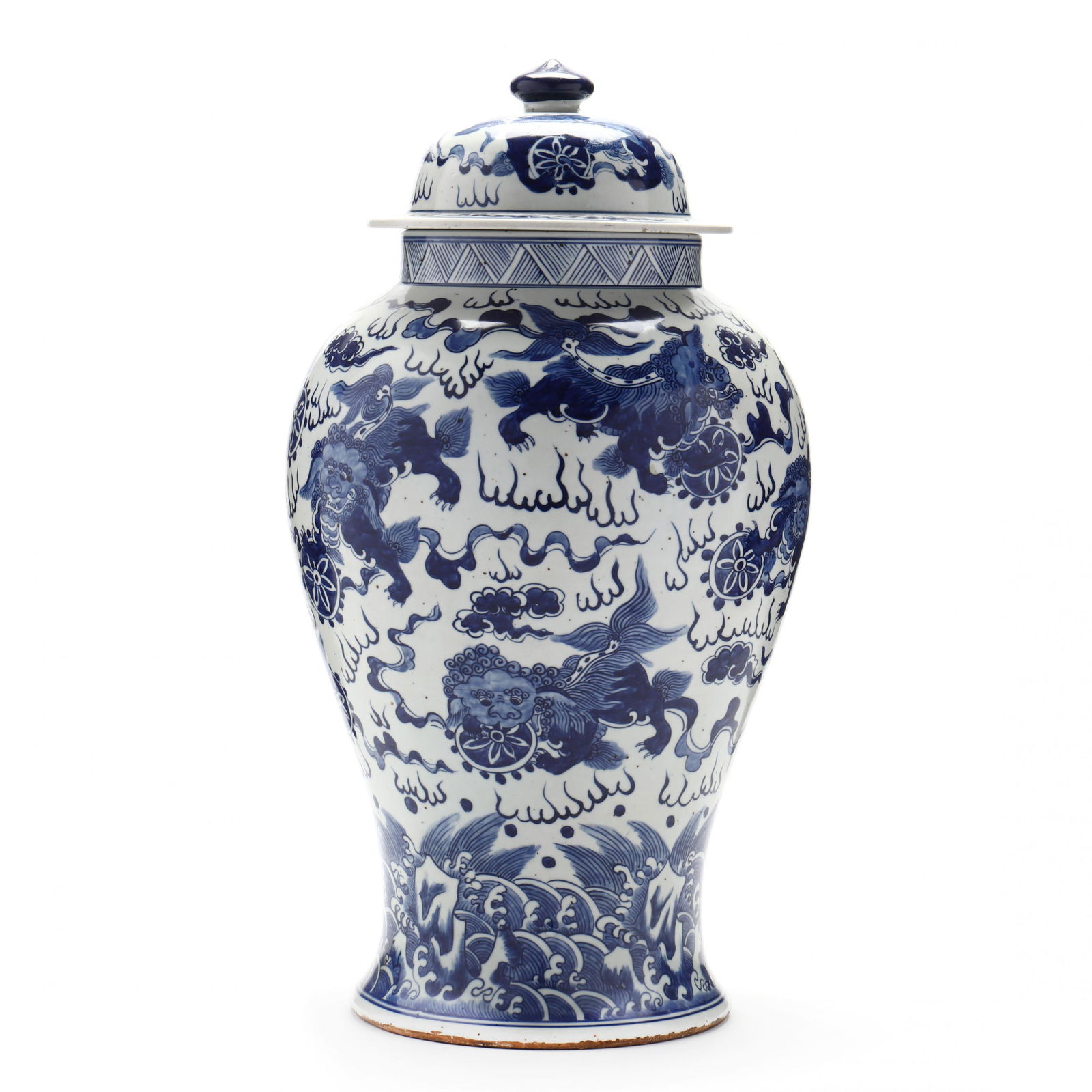 A Chinese Blue and White Ming Style Temple Jar with (1 of 6)