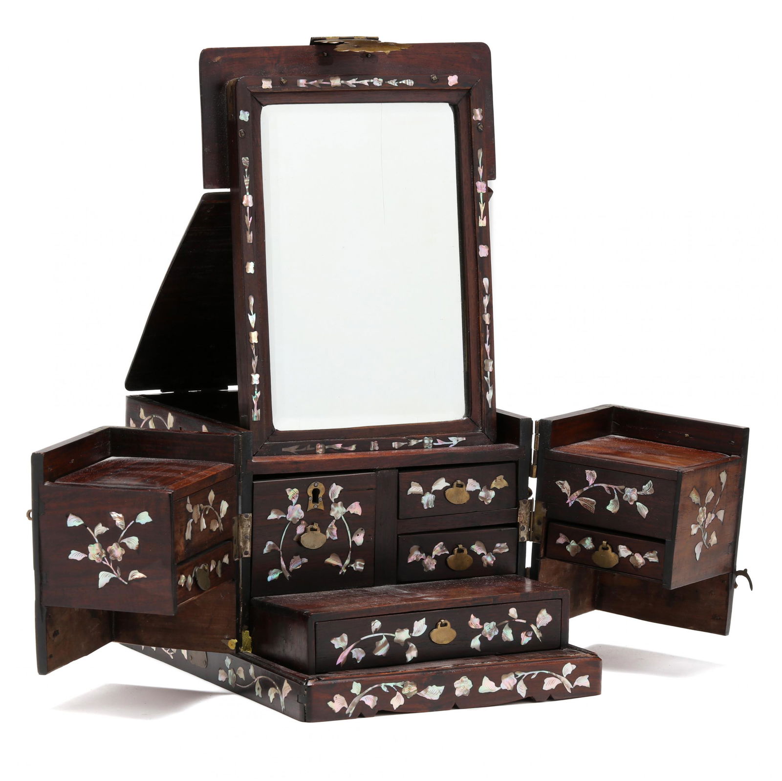 Chinese Inlaid Rosewood Traveling Vanity (1 of 10)