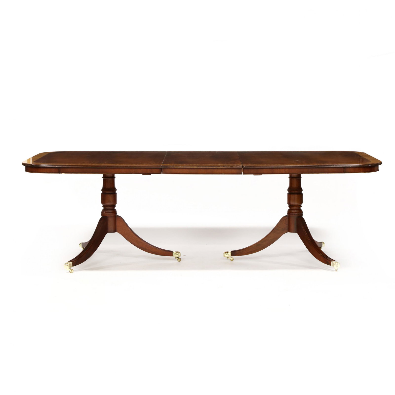 Georgian Style Banded Mahogany Double Pedestal Dining (1 of 6)