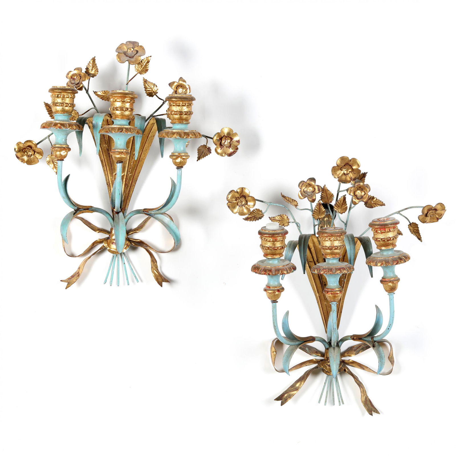 Pair of Italian Painted and Gilt Metal Sconces (1 of 5)