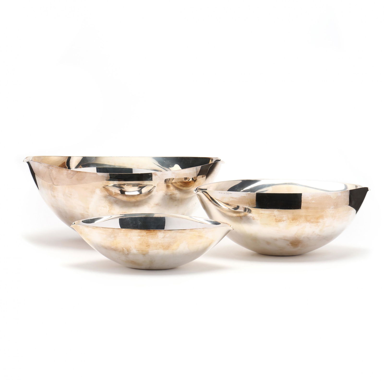 Mesa, Set of Three Modern Silverplate Nesting Bowls (1 of 6)