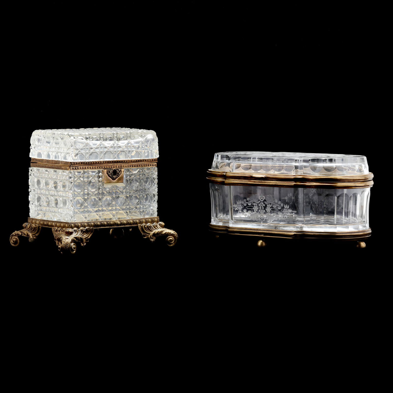 Two Large Cut Glass and Ormolu Caskets (1 of 10)