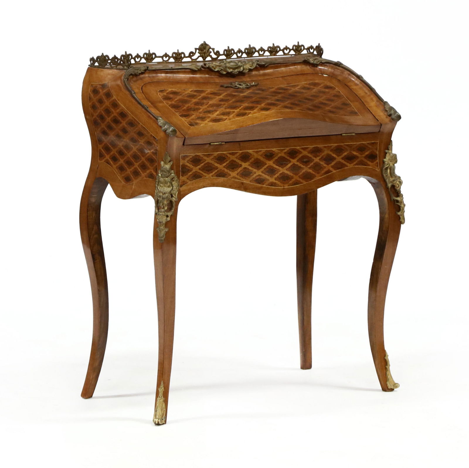 French Parquetry Inlaid and Ormolu Mounted Lady's Desk (1 of 6)