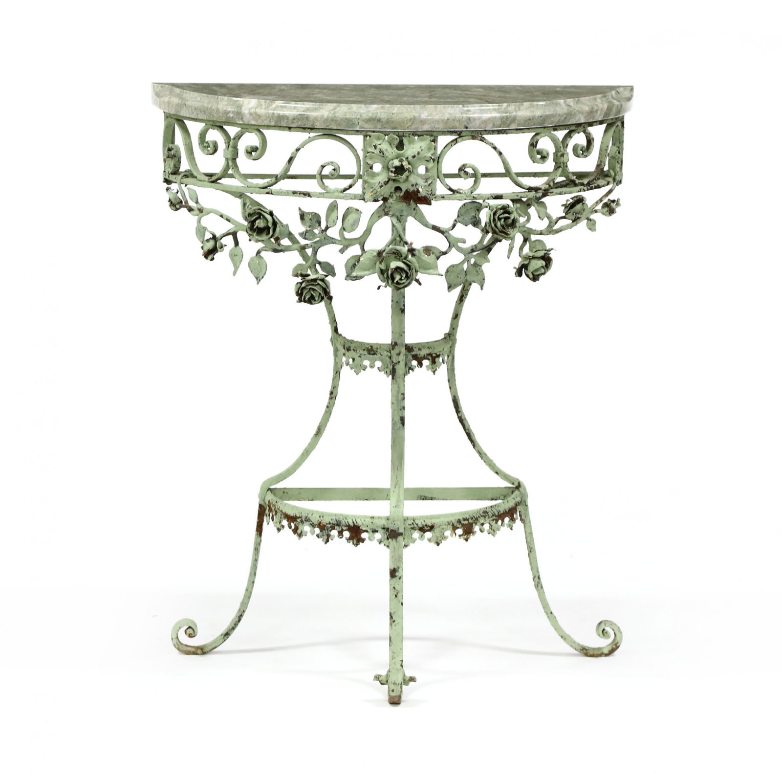 Iron and Marble Demilune Console Table (1 of 4)