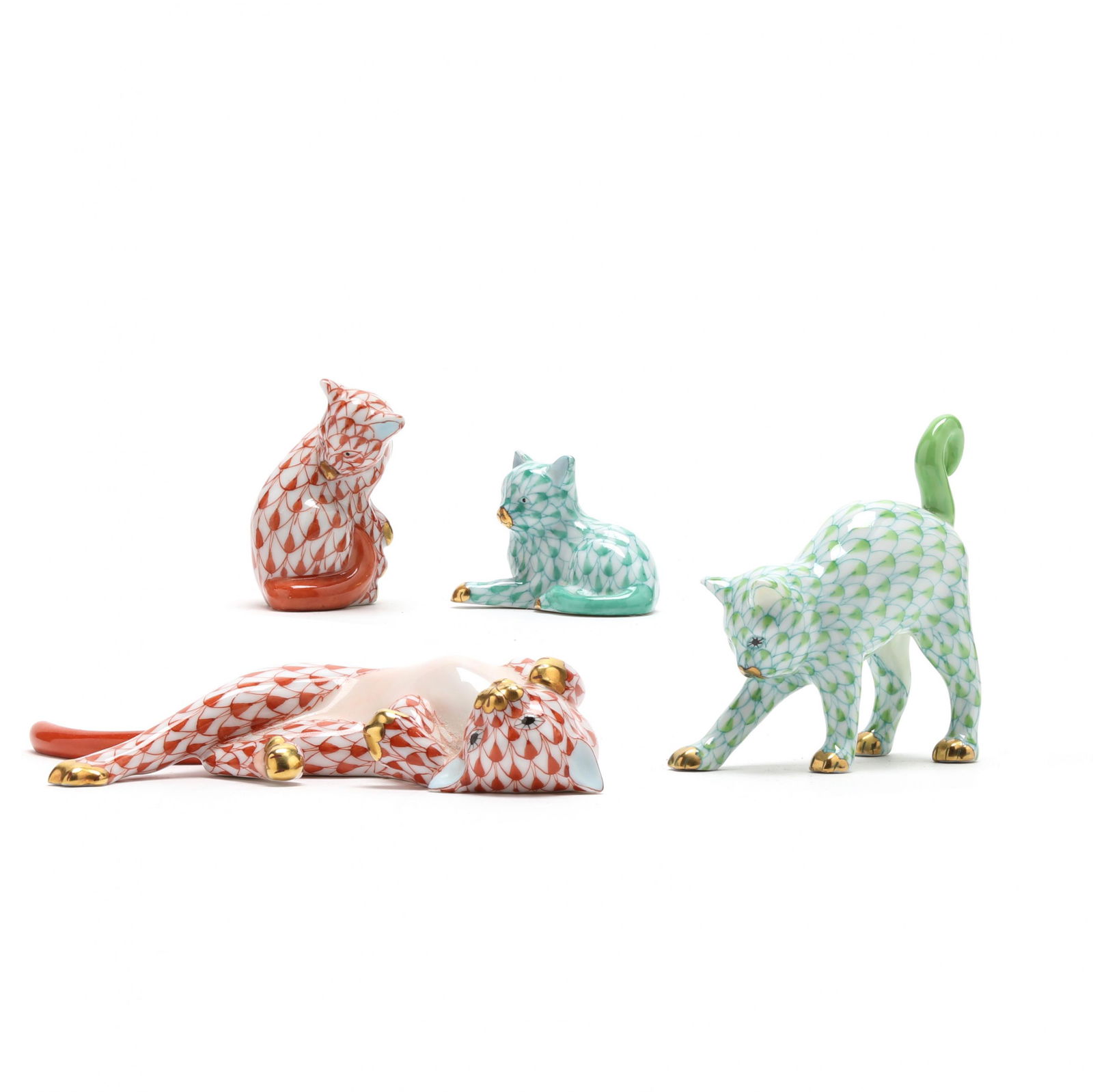 Four Small Herend Cat Figurines (1 of 9)