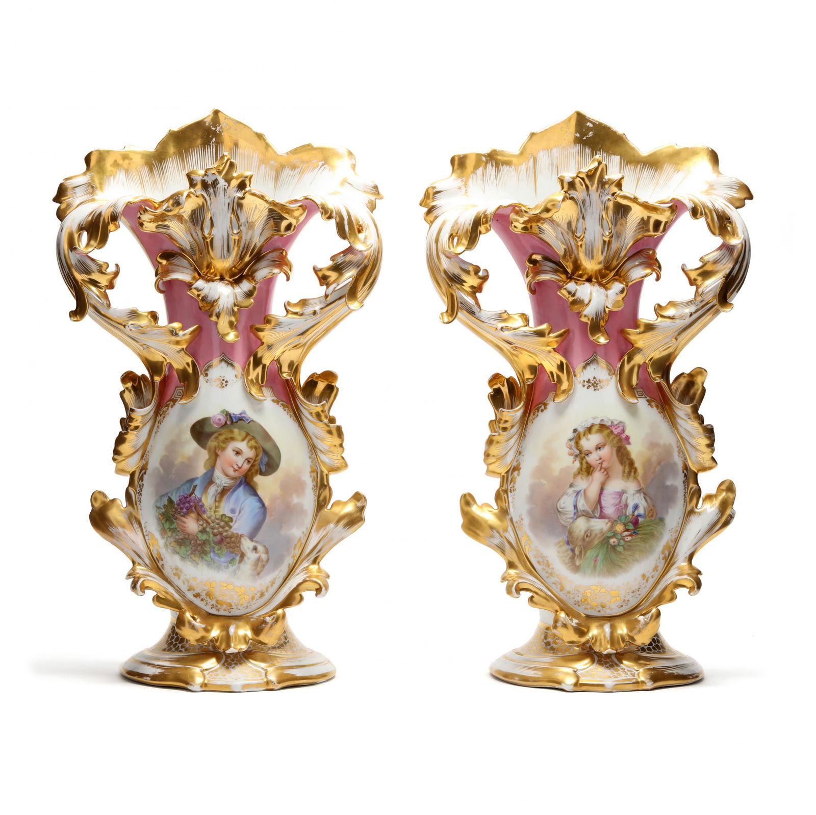 Pair of Old Paris Porcelain Mantel Vases (1 of 10)