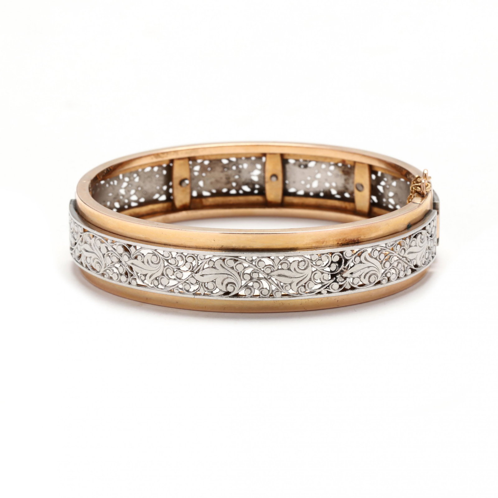 Antique Bi-Color Gold Bangle Bracelet, French (1 of 4)