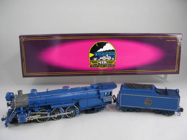 MTH 20-3028-1 Jersey Central Blue Comet: MTH 20-3028-1 Jersey Central Blue Comet Steam Engine and Tender 3 Rail Cab #833 with ProtoSound OB