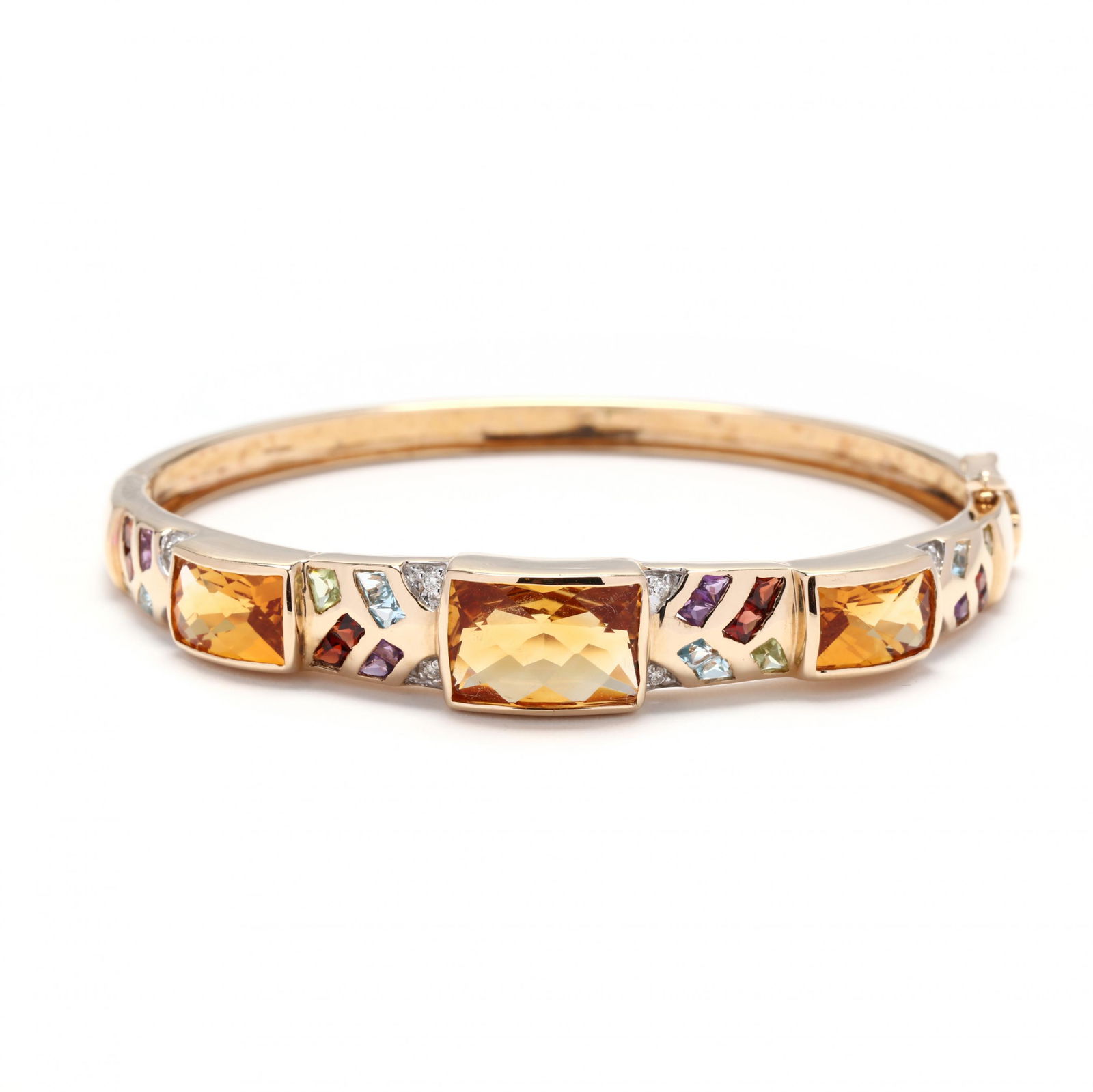 Gold and Multi Gemstone Bangle Bracelet (1 of 5)