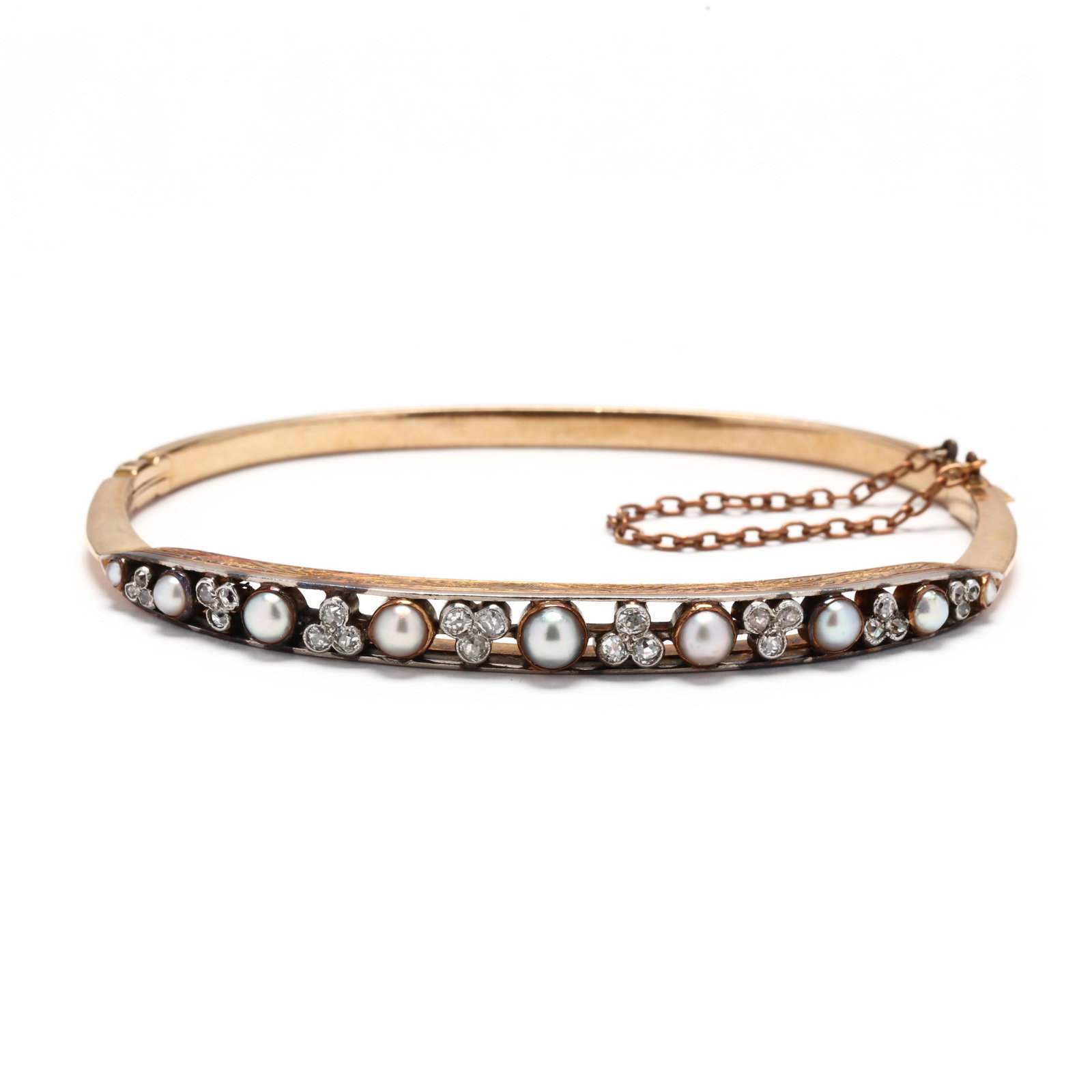 Antique Gold, Pearl, and Diamond Bangle Bracelet (1 of 5)