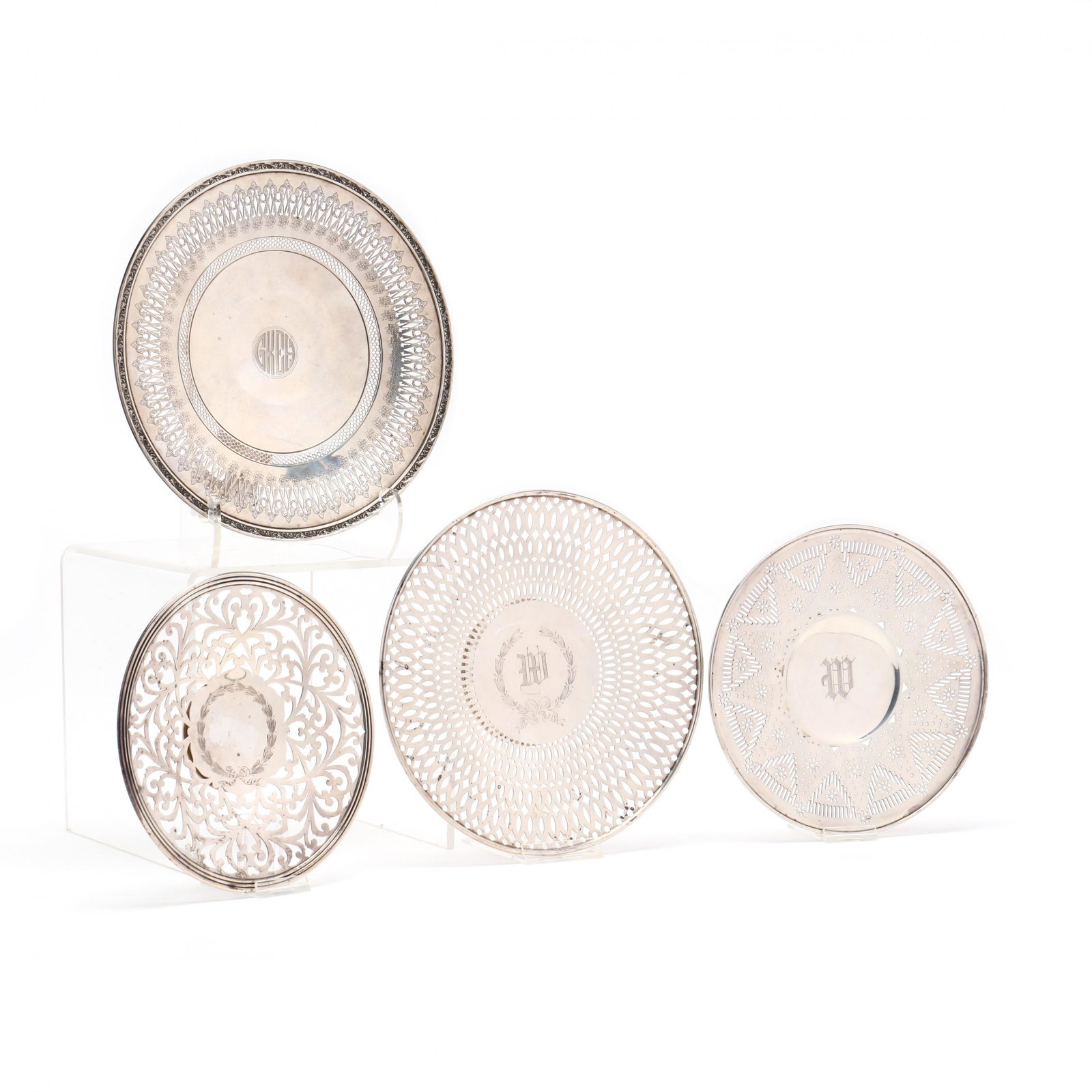 Four American Sterling Silver Reticulated Round Dishes (1 of 10)