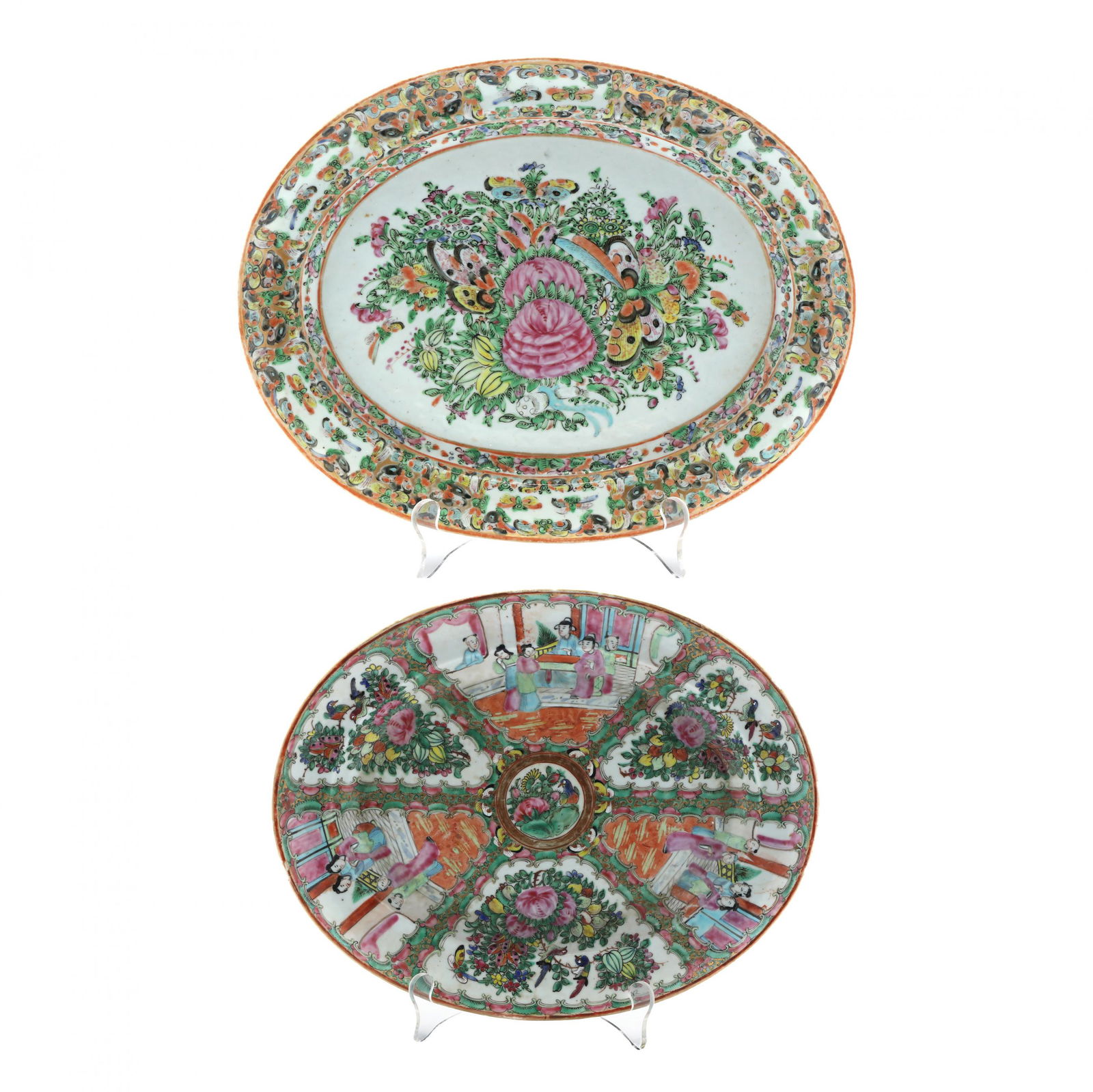 Two Chinese Export Porcelain Famille Rose Platters (1 of 10)