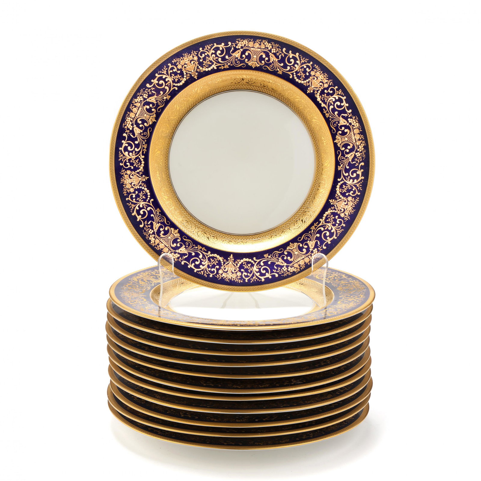 Black Knight, Set of Twelve Gilt Cobalt Rim Dinner (1 of 5)