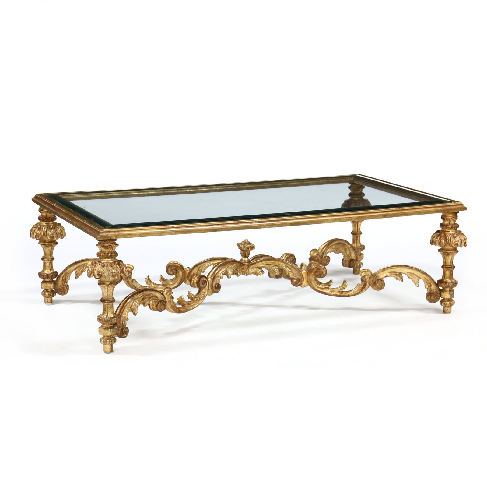 Italian Rococo Style Carved and Gilt Glass Top Coffee (1 of 4)