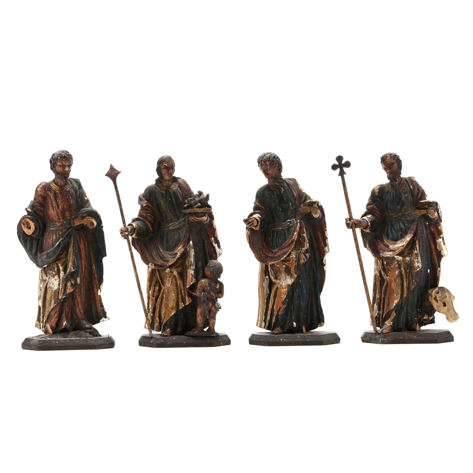 Four Antique Carved Wood Santos Figures (1 of 7)