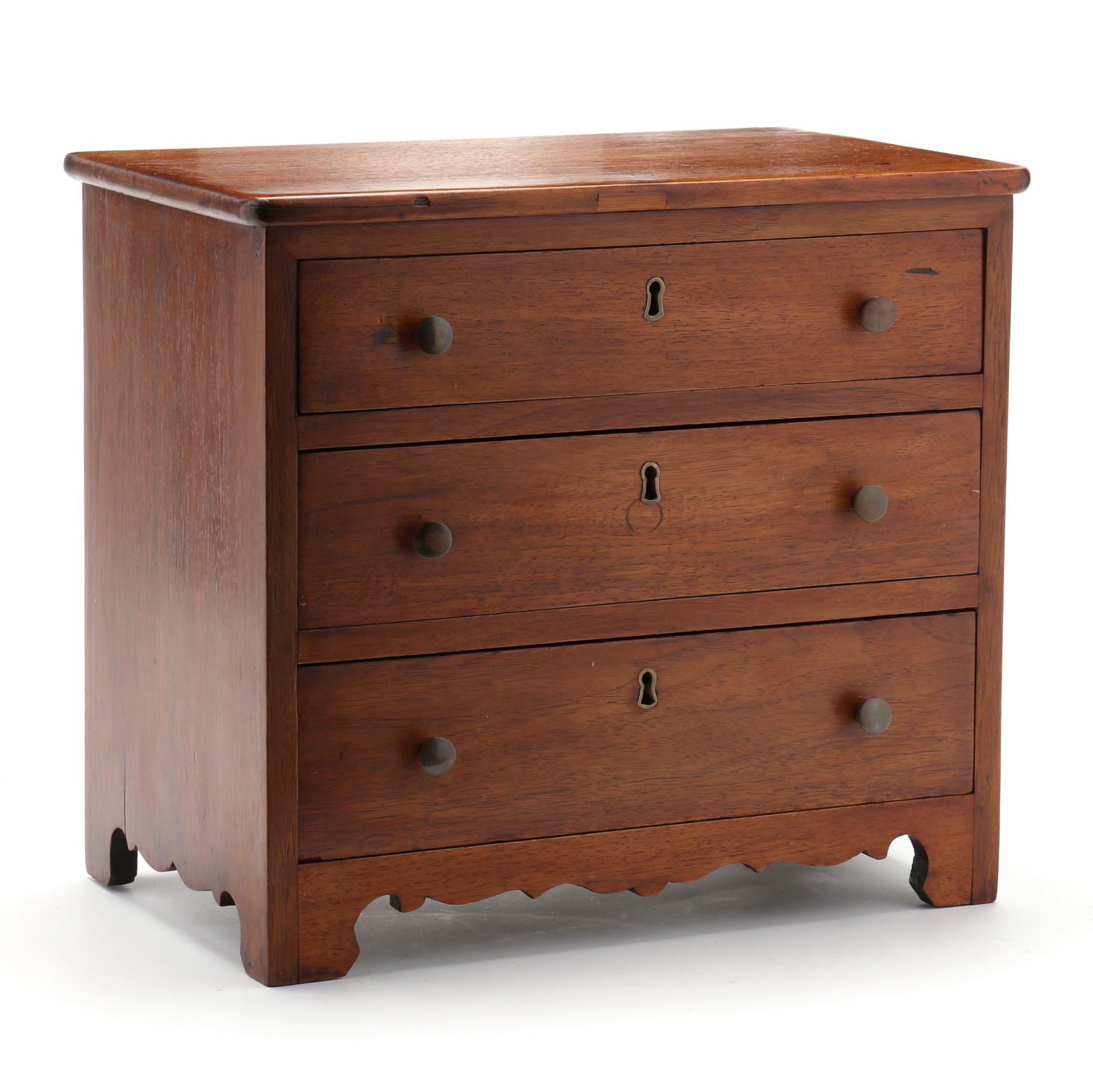 American Late Federal Walnut Miniature Chest of Drawers (1 of 4)
