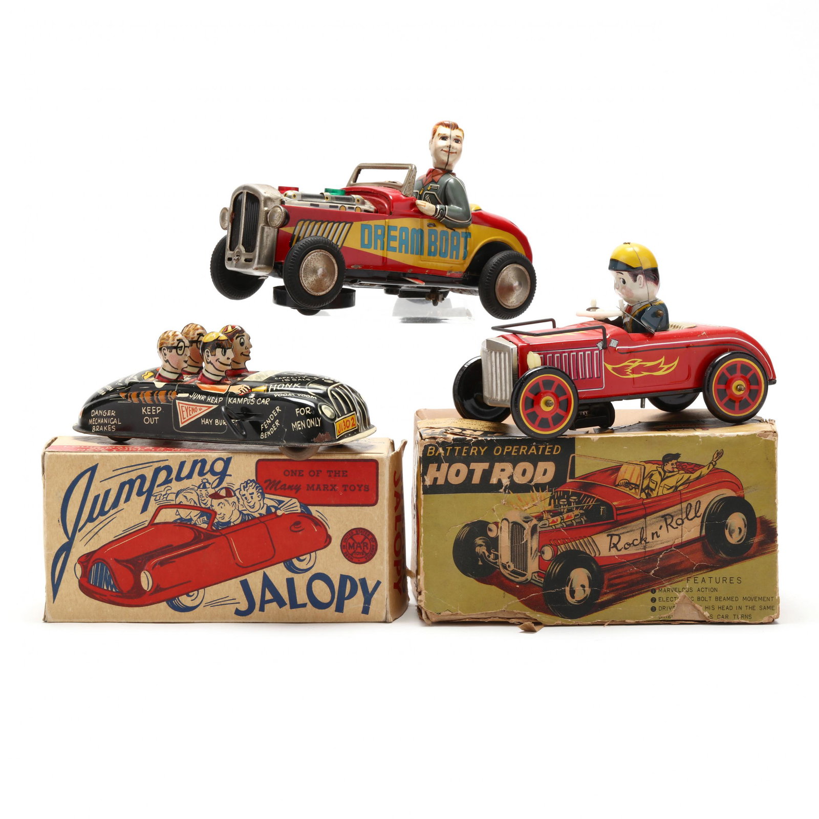 Three Vintage Jalopy Tin Litho Toys (1 of 5)