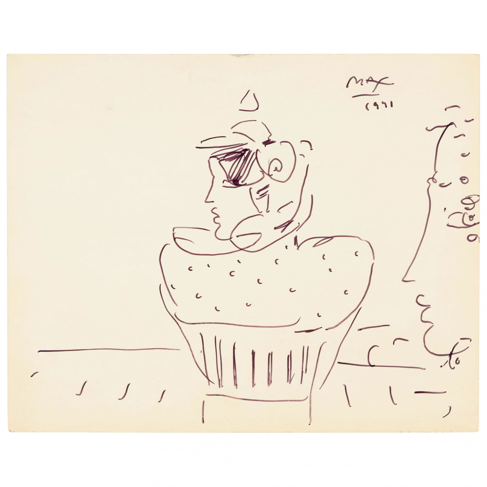 Peter Max (American, b. 1937), Cupcake Drawing, Made (1 of 3)