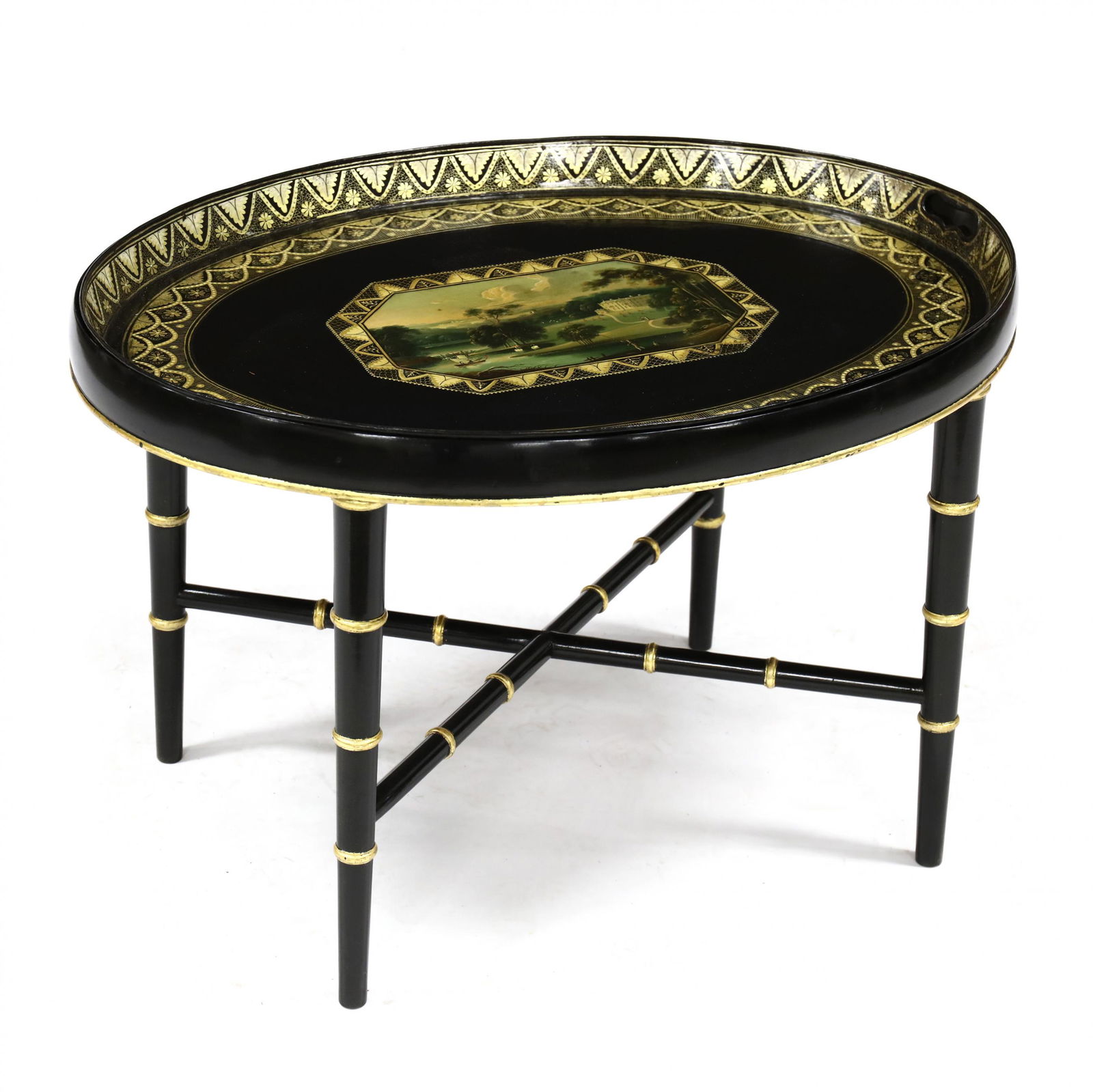 English Toleware Oval Tray on Stand (1 of 4)
