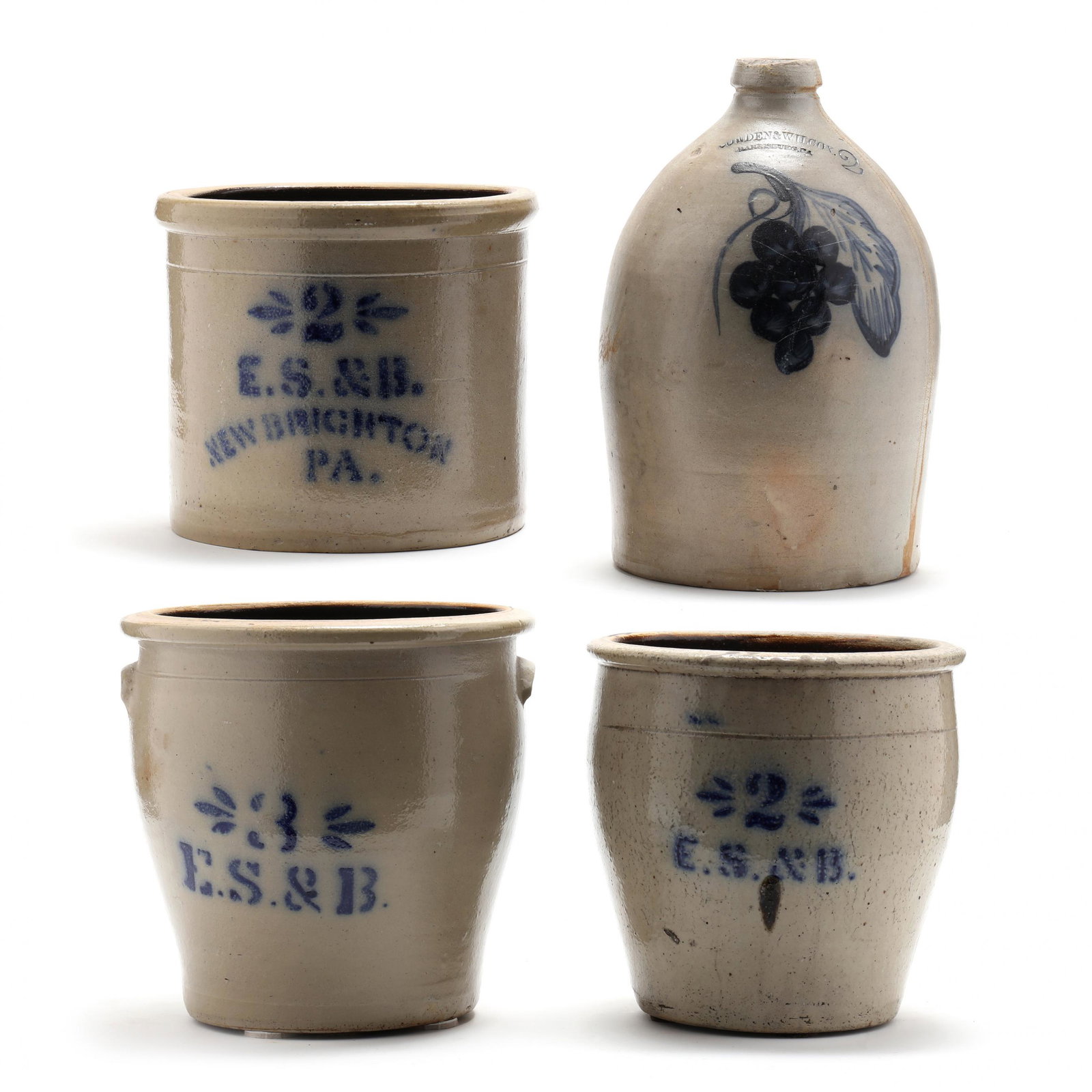 Four Salt Glazed Stoneware Storage Crocks (1 of 10)