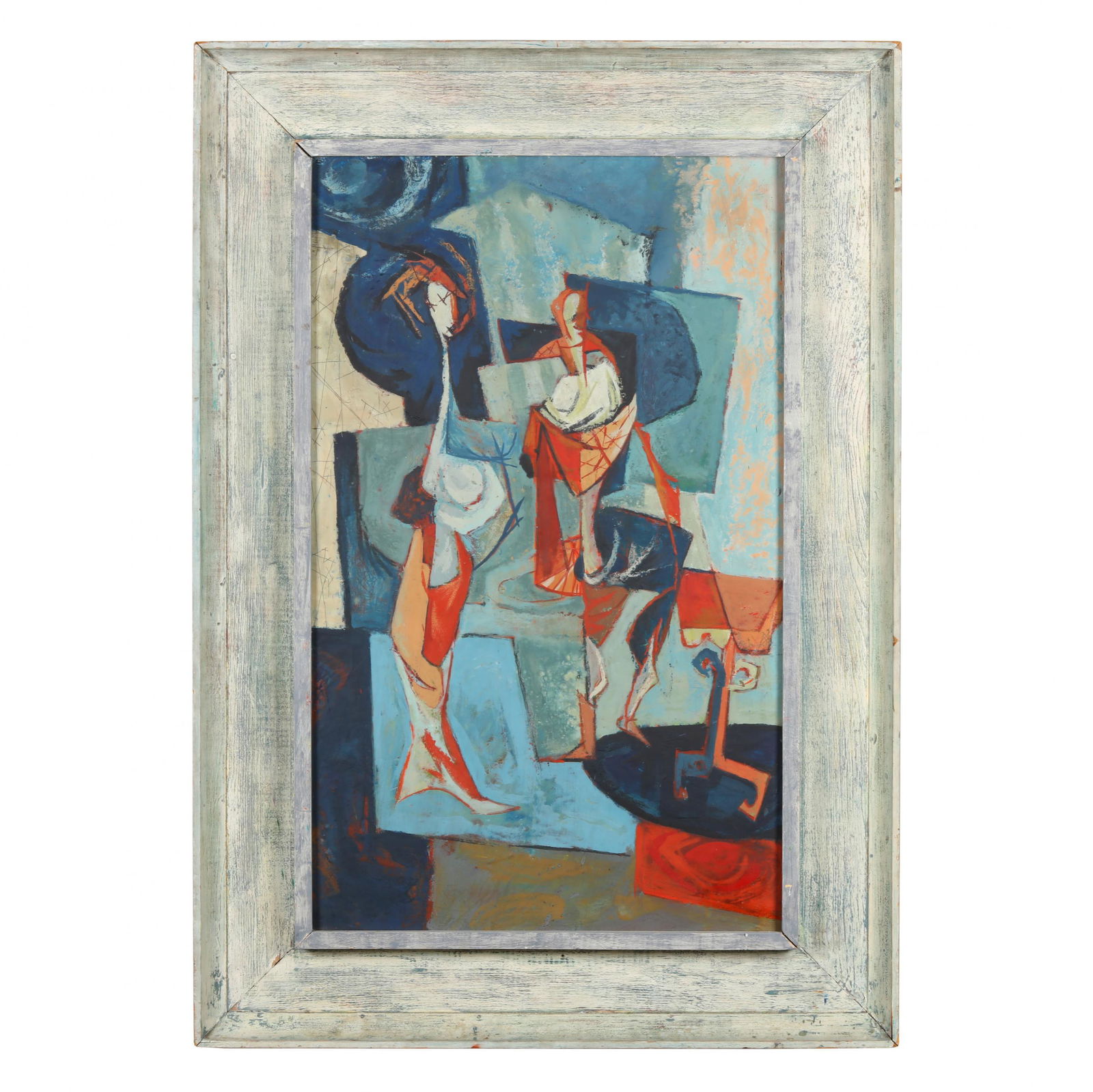 Cubist Style Painting with Two Figures (1 of 3)