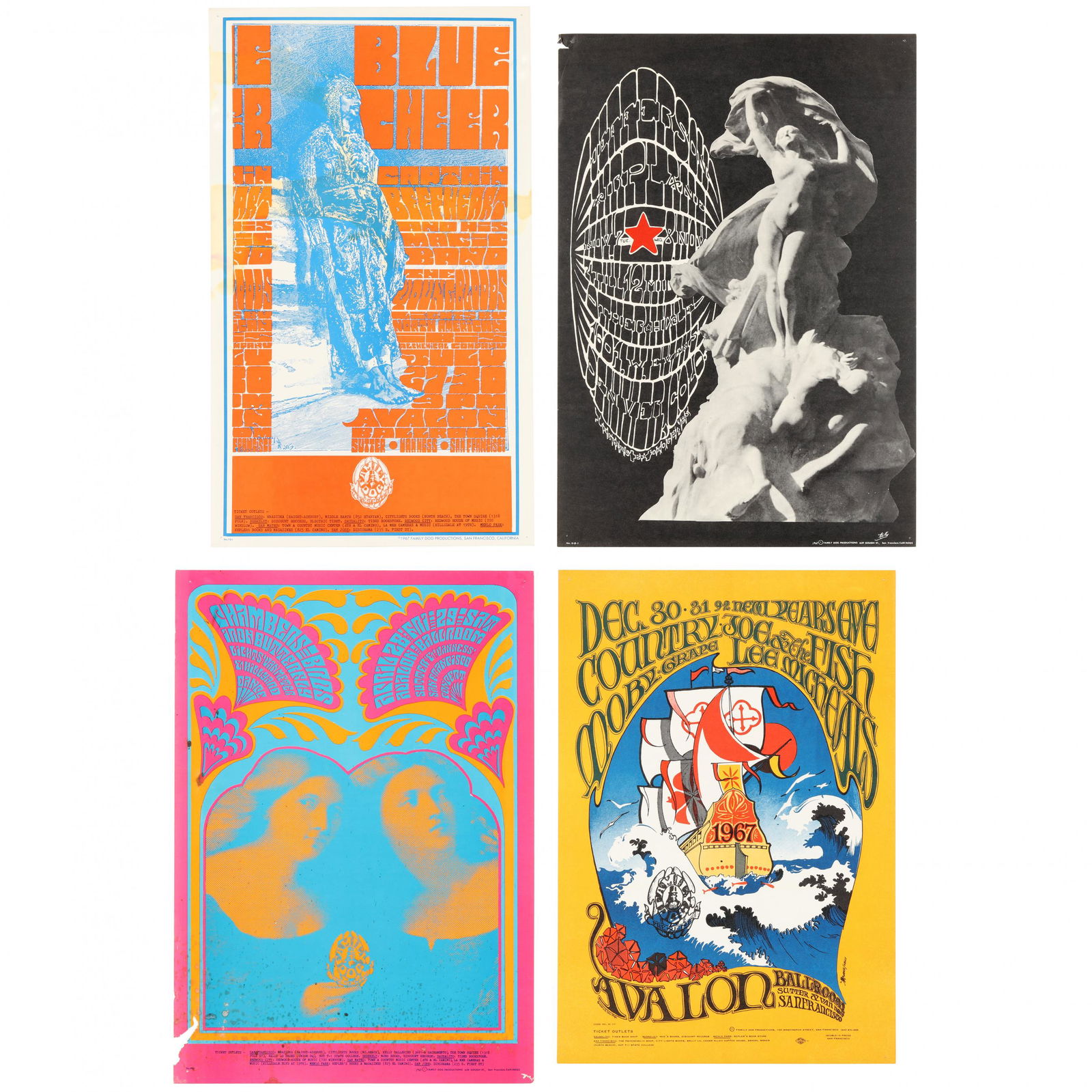 Four Family Dog Concert Posters (1966-67, FD-41, FD-59, (1 of 10)