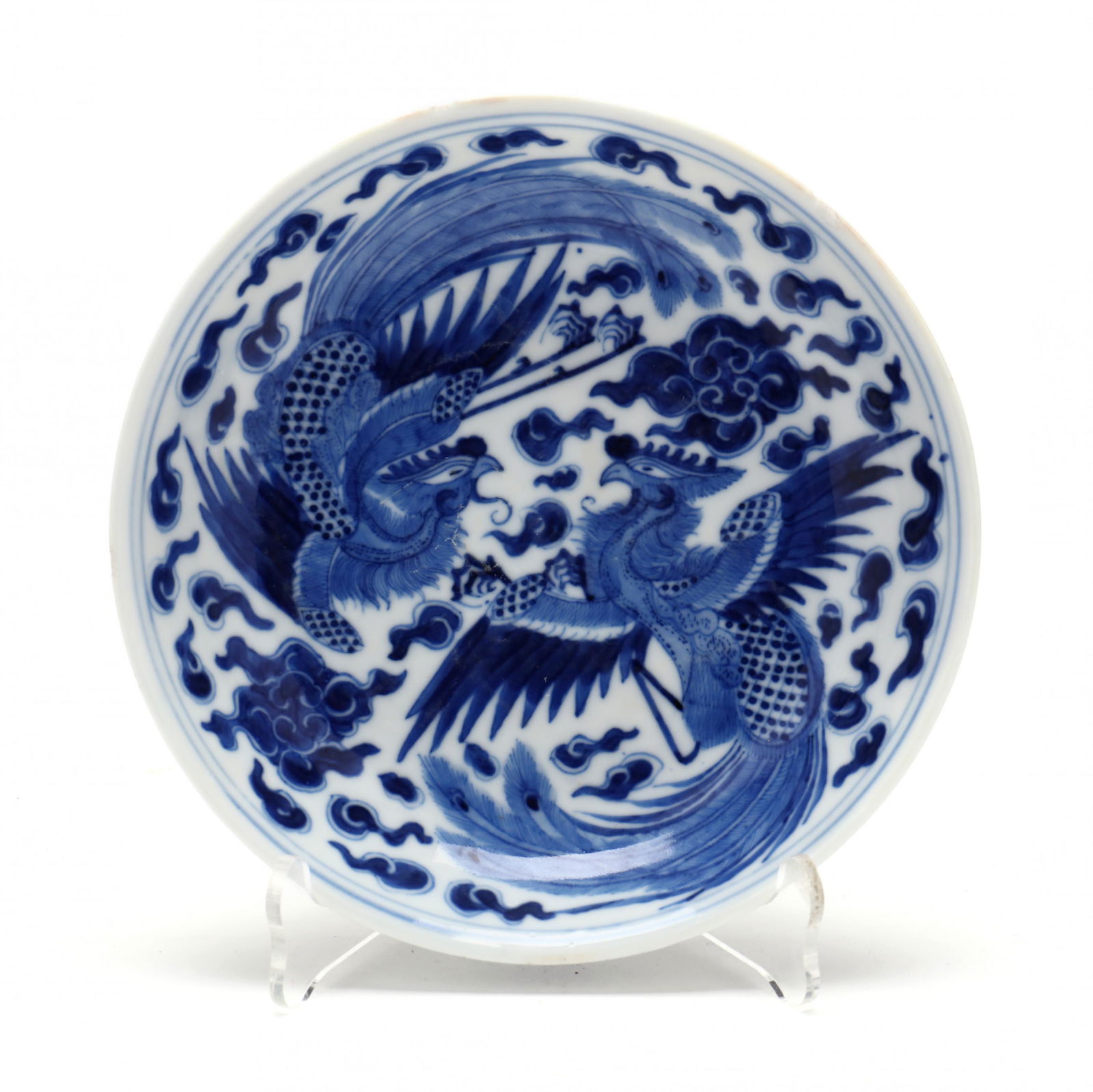 A Chinese Porcelain Blue and White Phoenix Dish (1 of 5)