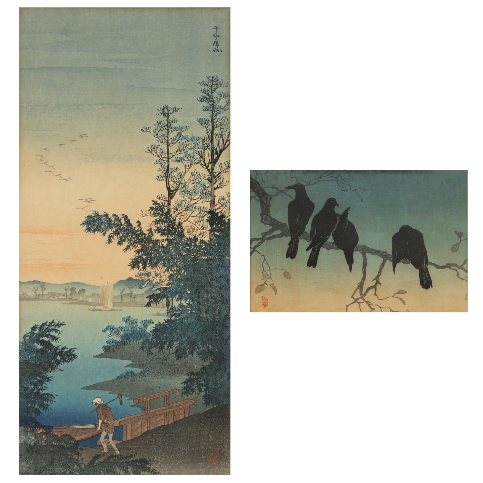 Takahashi Hiroaski (Shotei) (Japanese, 1871-1945), Two Woodblock Prints (1 of 7)