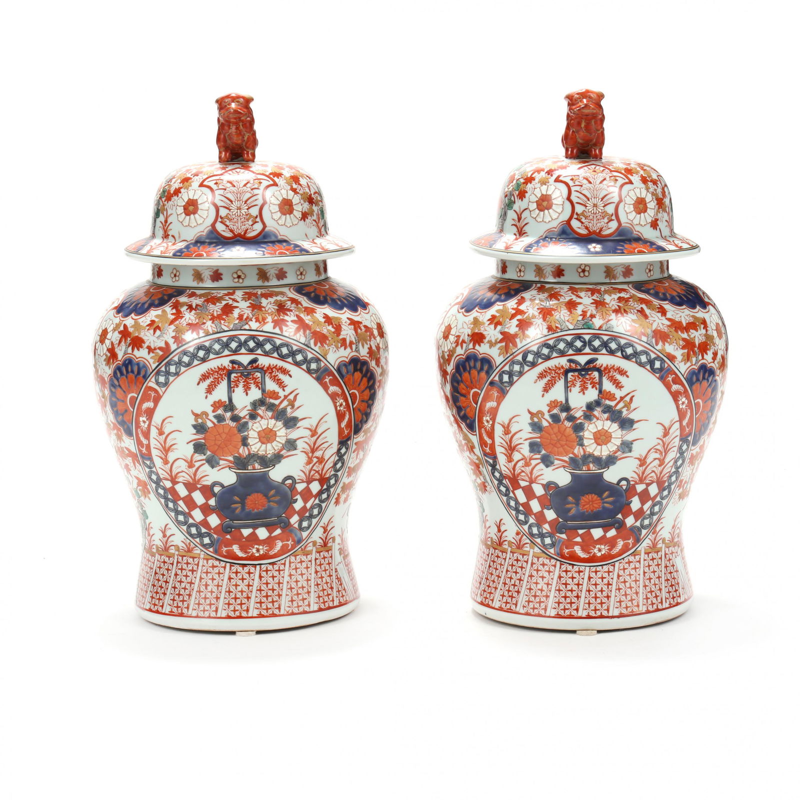 Pair of Decorative Imari Lidded Ginger Jars (1 of 10)