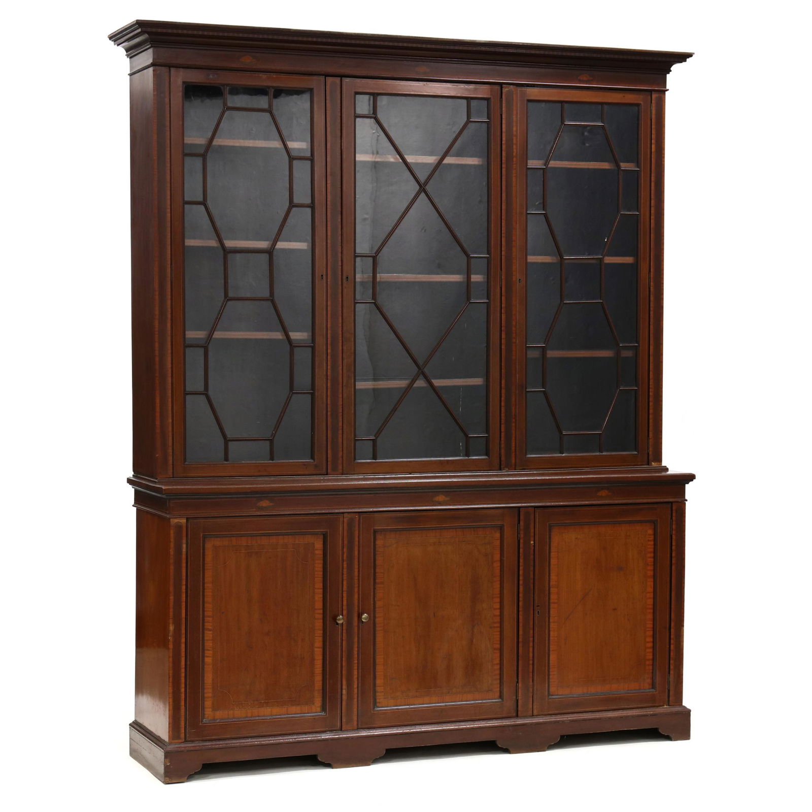 Edwardian Inlaid Mahogany Breakfront (1 of 7)