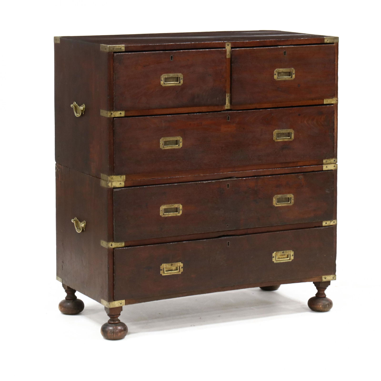 Antique English Mahogany Campaign Chest of Drawers (1 of 5)