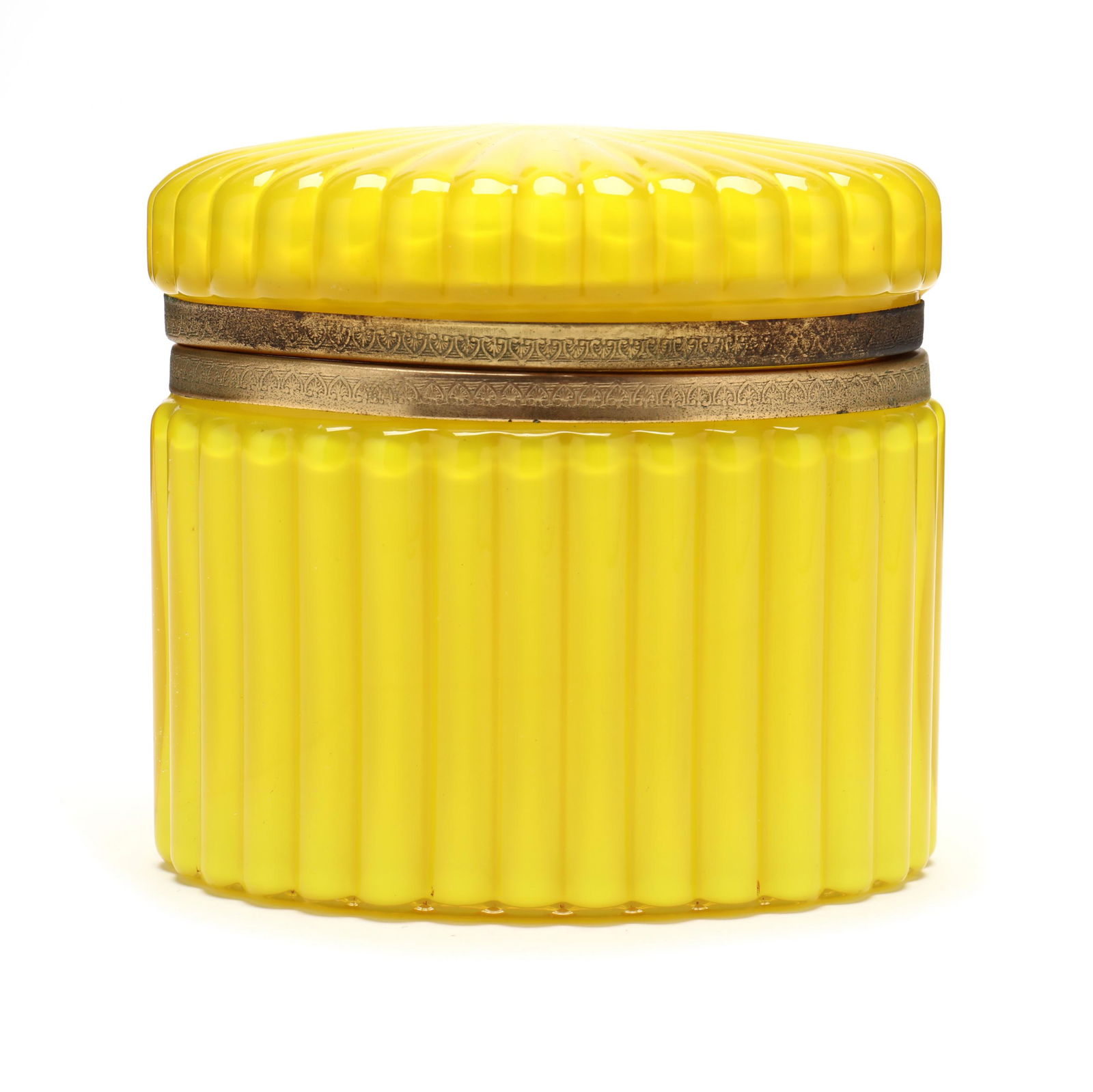 French Yellow Cased Glass Casket (1 of 6)