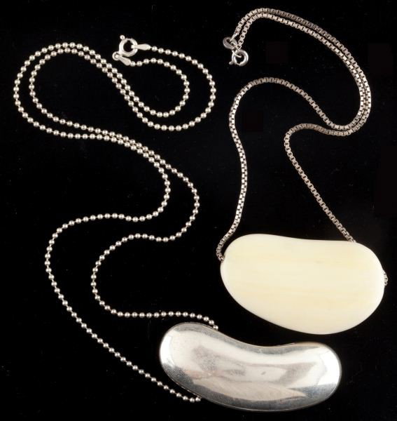 Ivory "Bean" Pendant, att. Elsa Peretti: Ivory "Bean" Pendant, att. Elsa Peretti unsigned, early 1970s, designed as a sculptural bean carved out of walrus ivory, the original chain which held the signature is no longer present, accompanied b