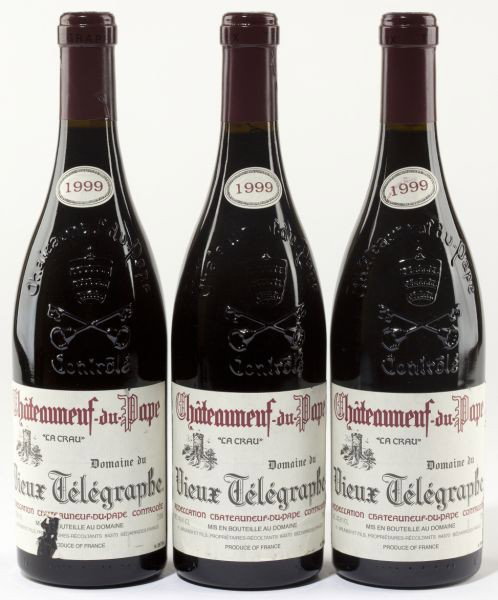 Chateauneuf du Pape: Chateauneuf du Pape - Vintage 1999 Vieux-Telegraphe, La Crau Proprietary Blend "Full-bodied, rich and ripe, with plum and blackberry notes and some real tannic grip. Mineral edge adds complexity to th