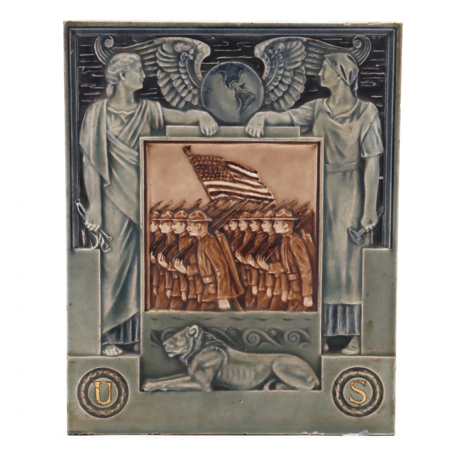 Rare American Art Pottery Tile with Patriotic WWI Theme (1 of 10)