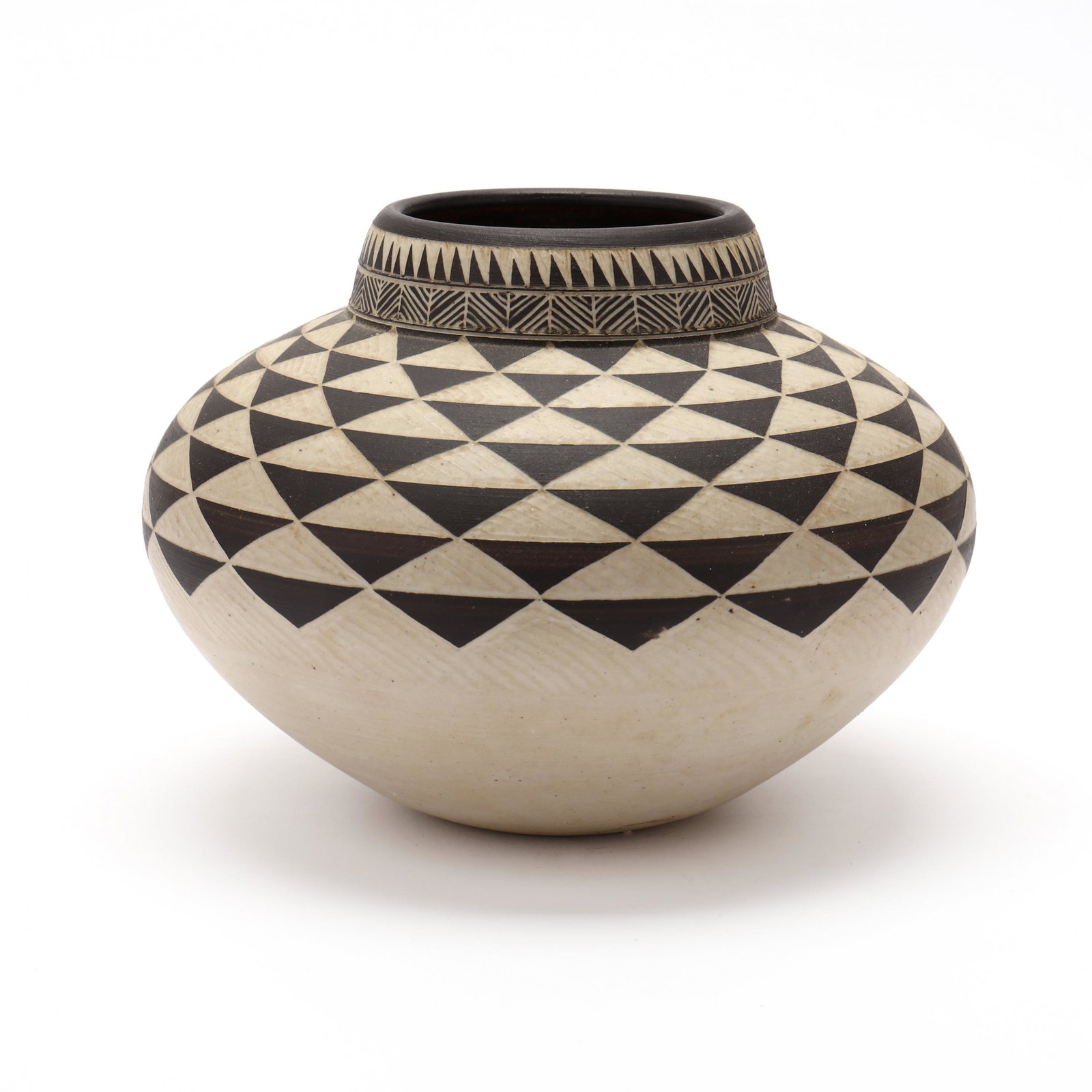 Leslie Thompson (American, B. 1945), Black and White Pottery Vessel (1 of 5)