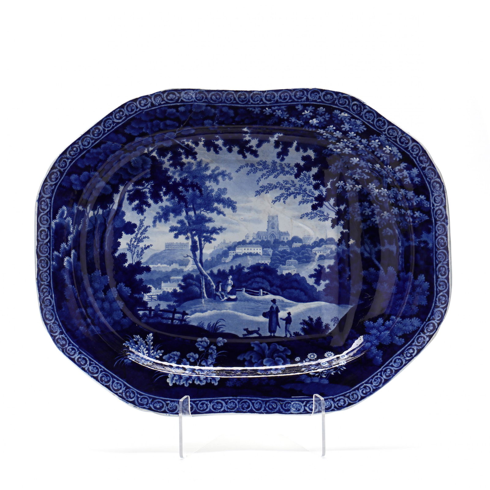 Antique Flow Blue Ceramic Meat Platter (1 of 6)
